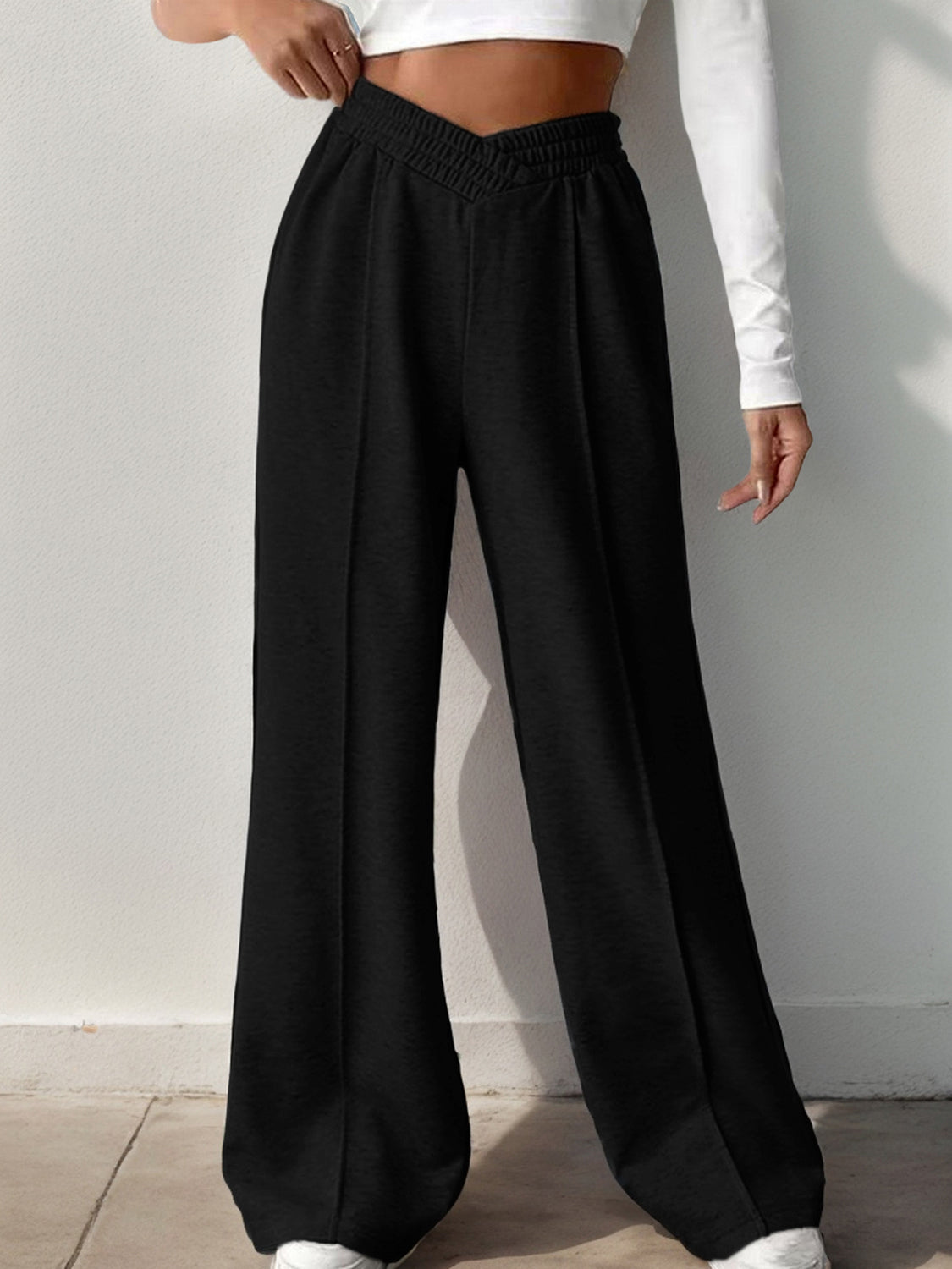 Elastic Waist Wide Leg Pants - The Goddess Galleries