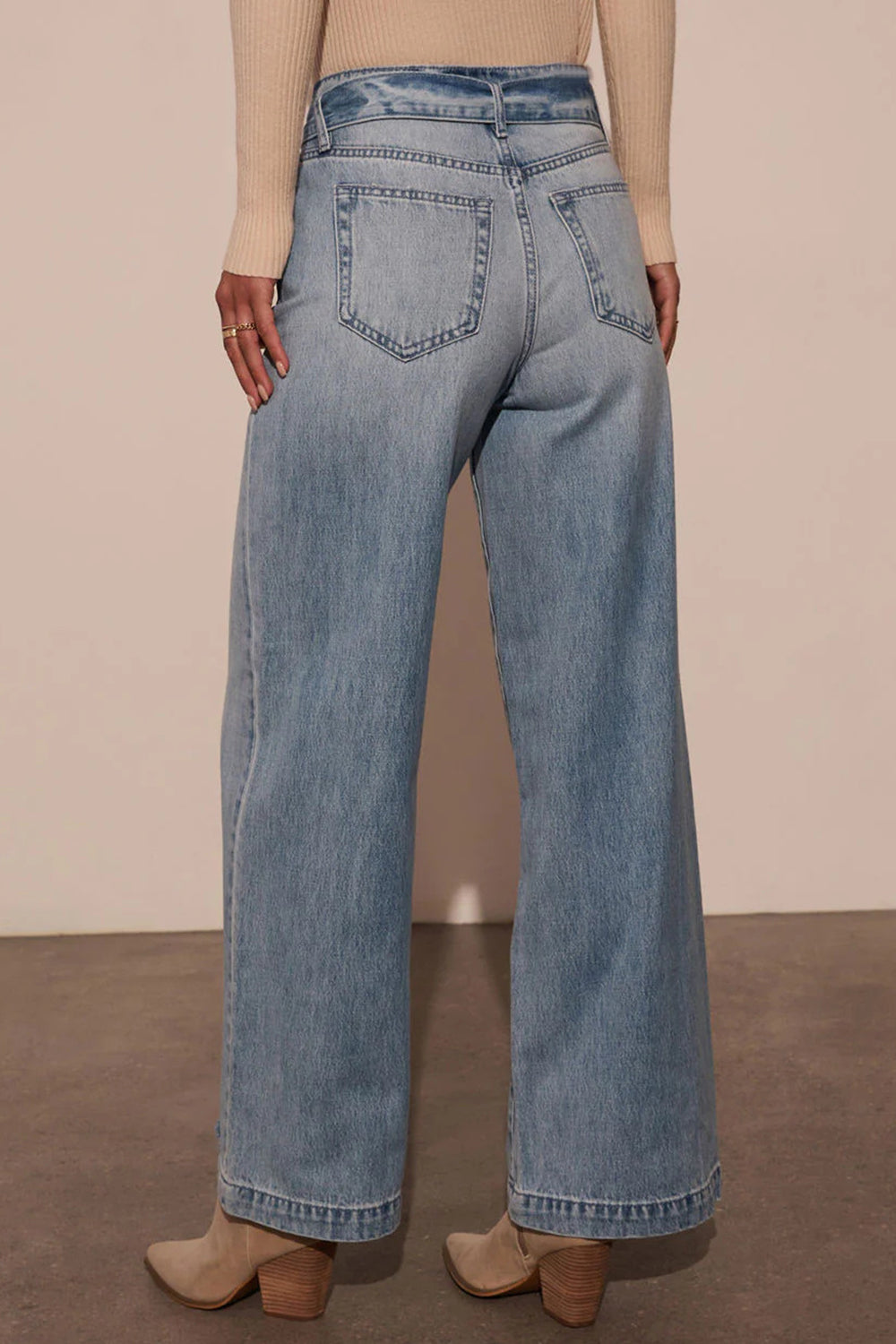 Tied Wide Leg Jeans with Pockets - The Goddess Galleries