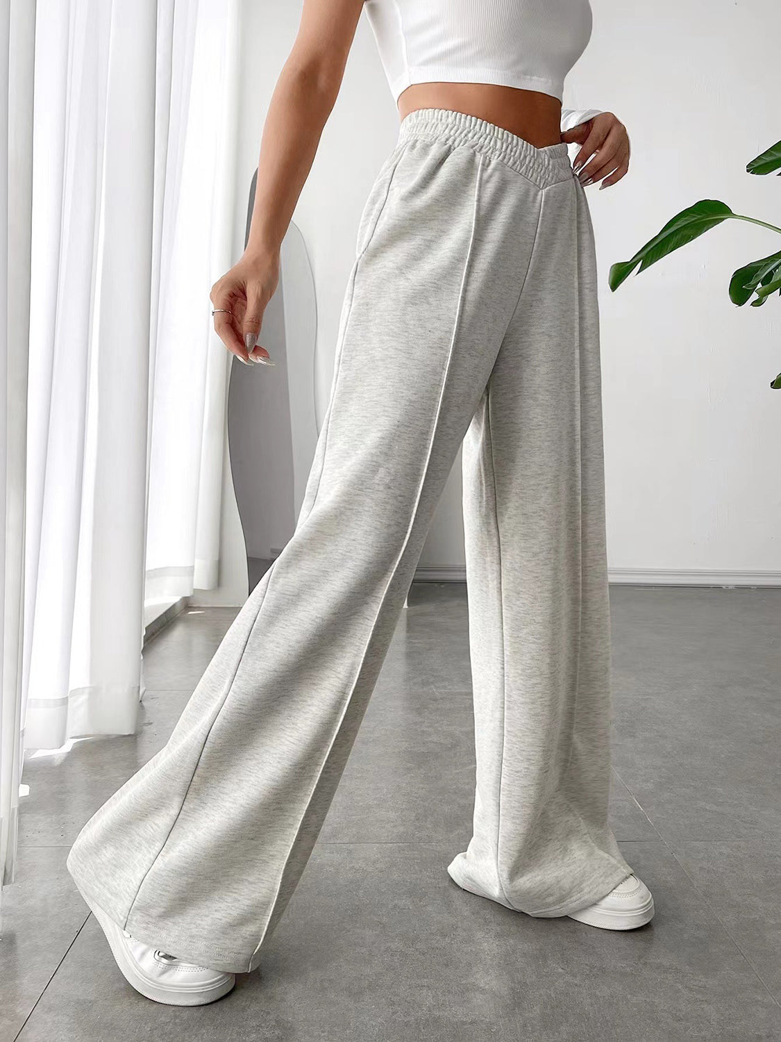 Elastic Waist Wide Leg Pants - The Goddess Galleries