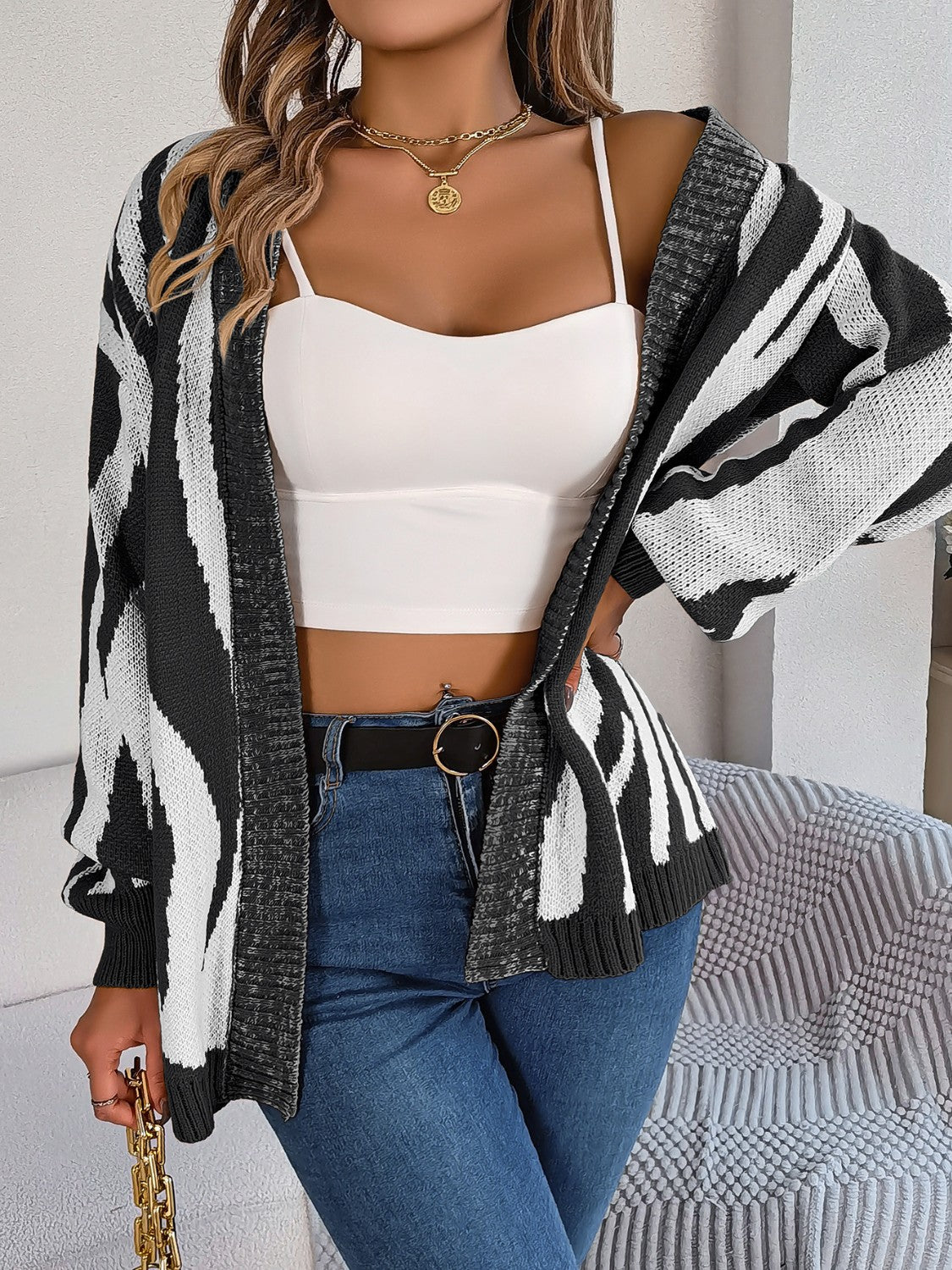 Open Front Animal Print Cardigan - The Goddess Galleries