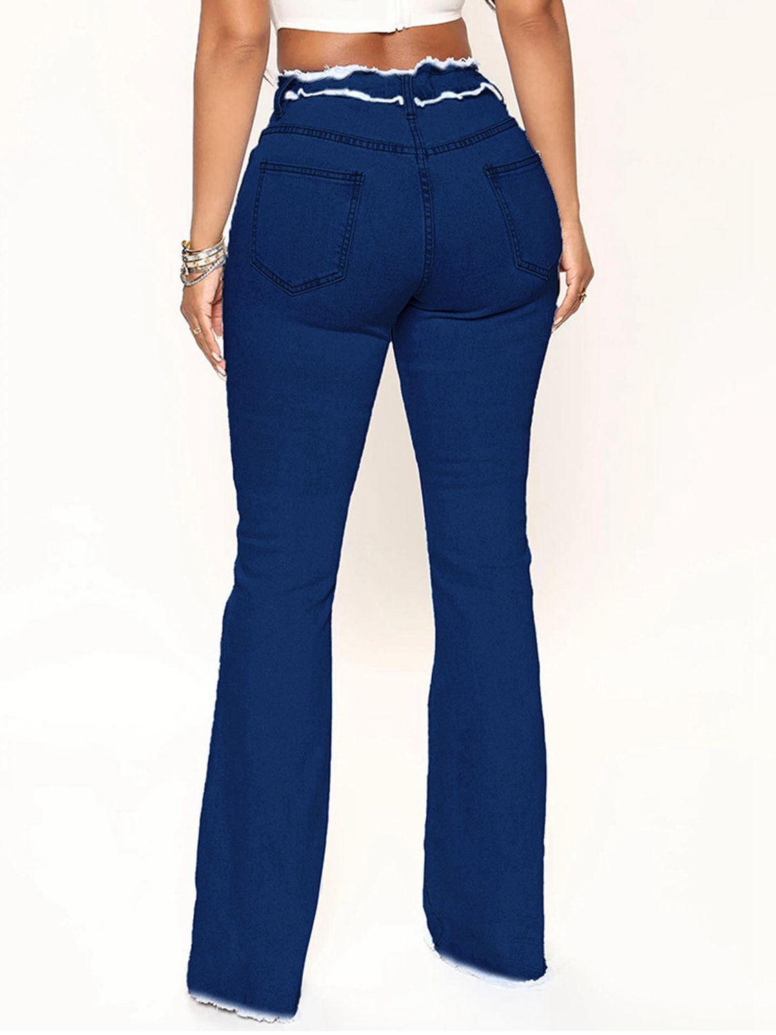 Striped Raw Hem Jeans - The Goddess Galleries