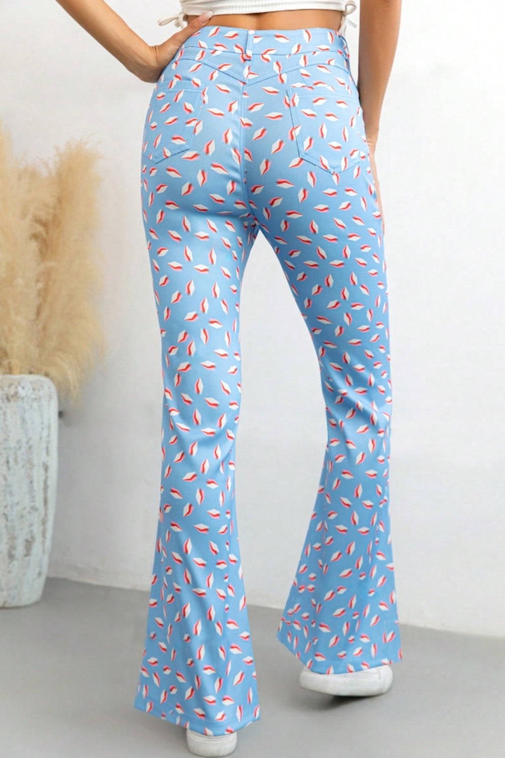 Printed High Waist Flare Pants with Pockets - The Goddess Galleries