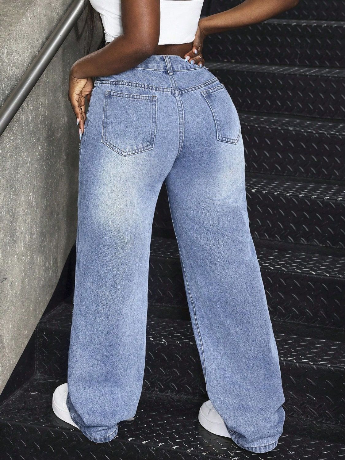 Distressed Wide Leg Jeans - The Goddess Galleries