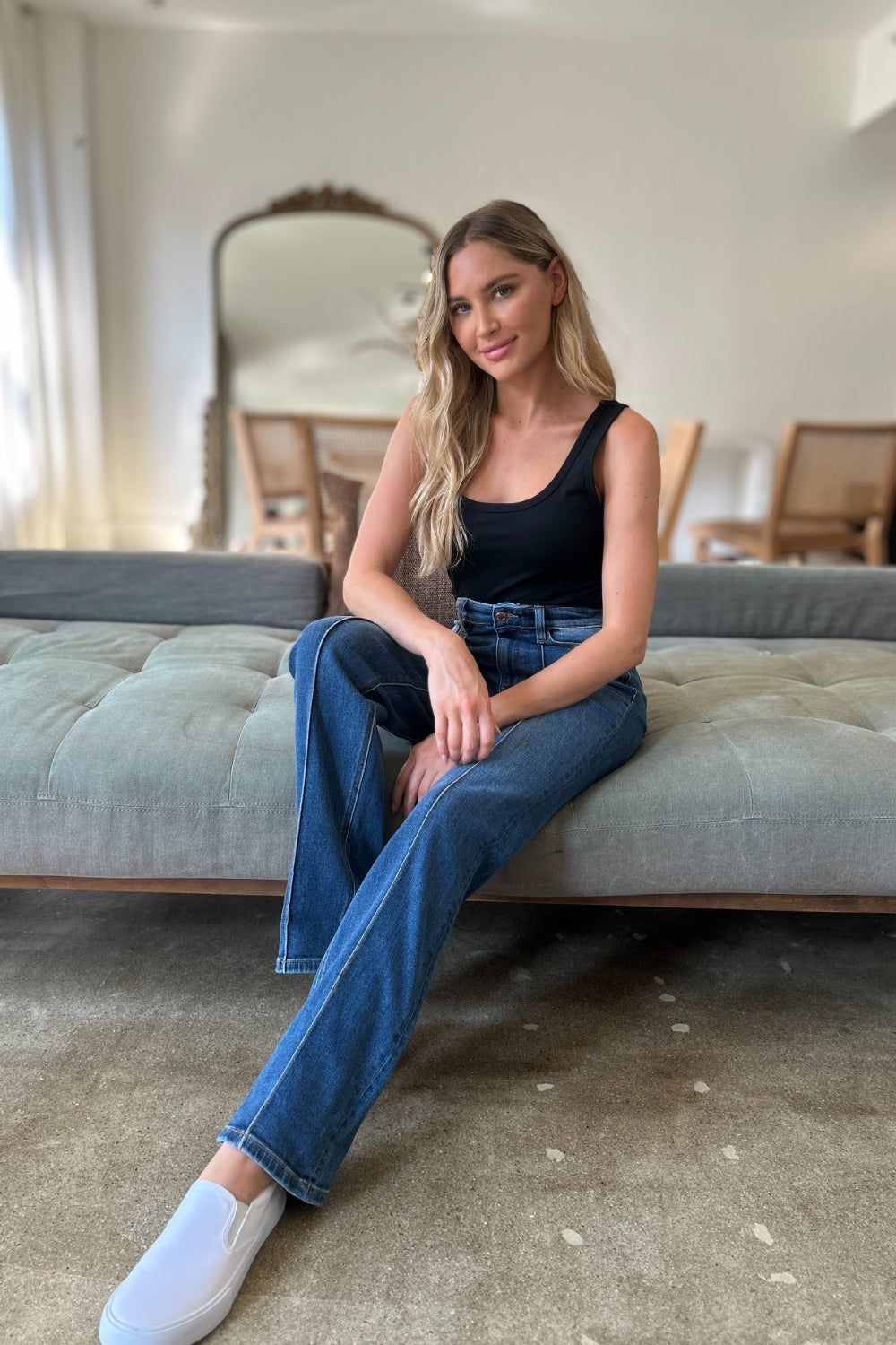 Judy Blue Full Size High Waist Front Seam Detail Straight Jeans - The Goddess Galleries