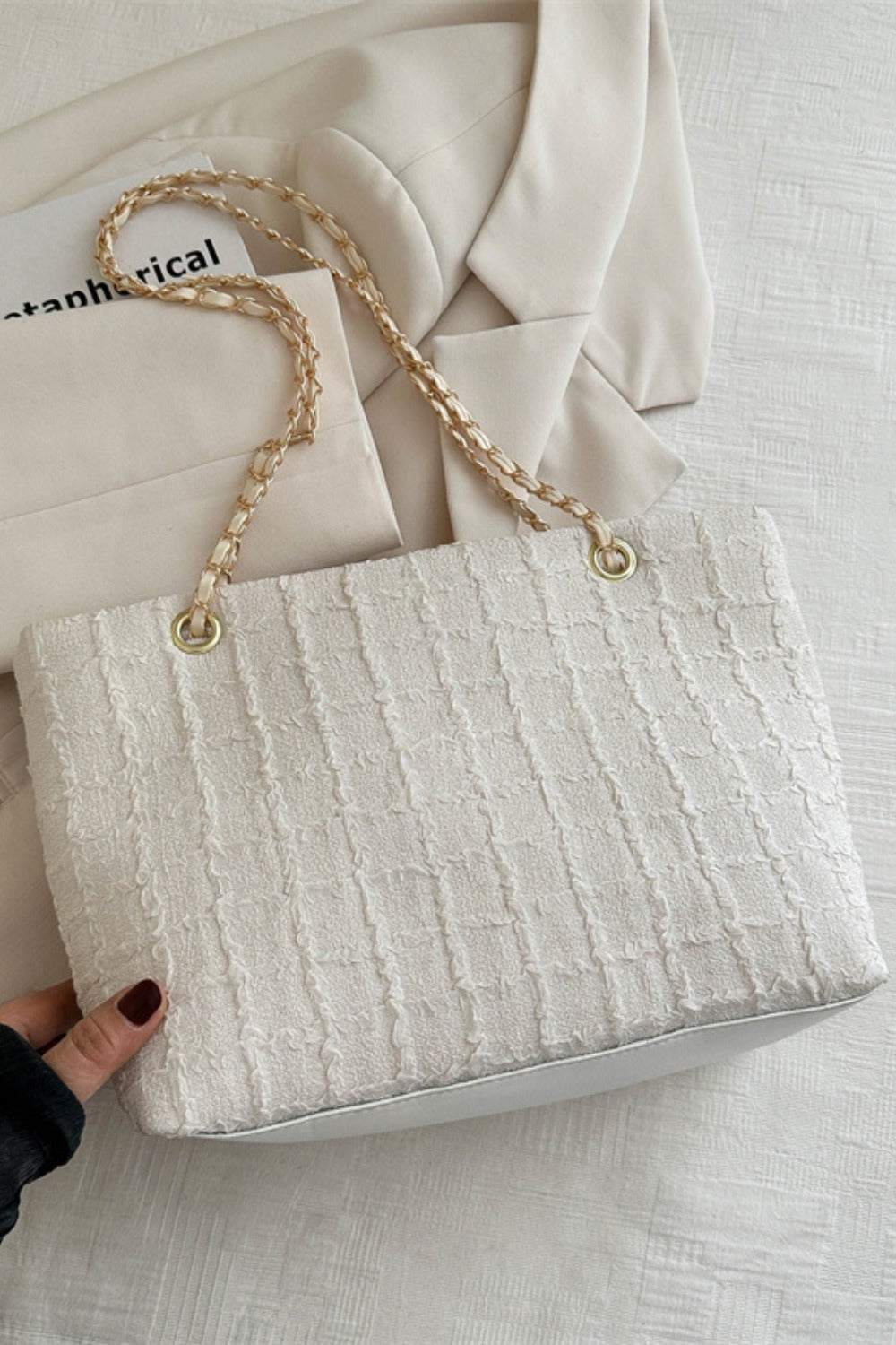 Polyester Texture Chain Tote bag - The Goddess Galleries