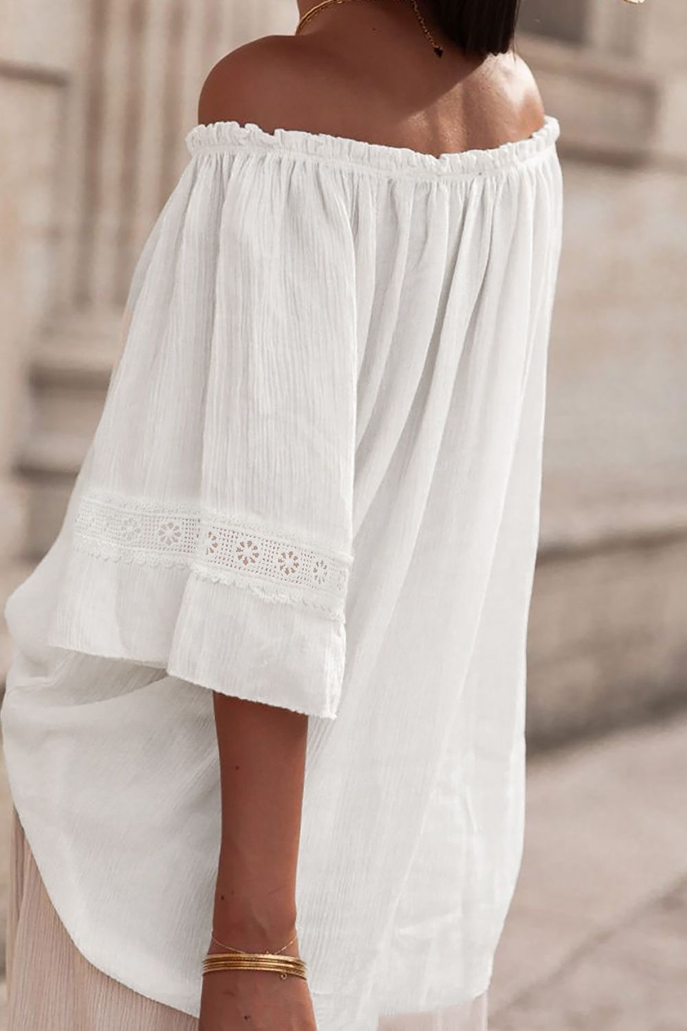 Lace Detail Off-Shoulder Blouse - The Goddess Galleries