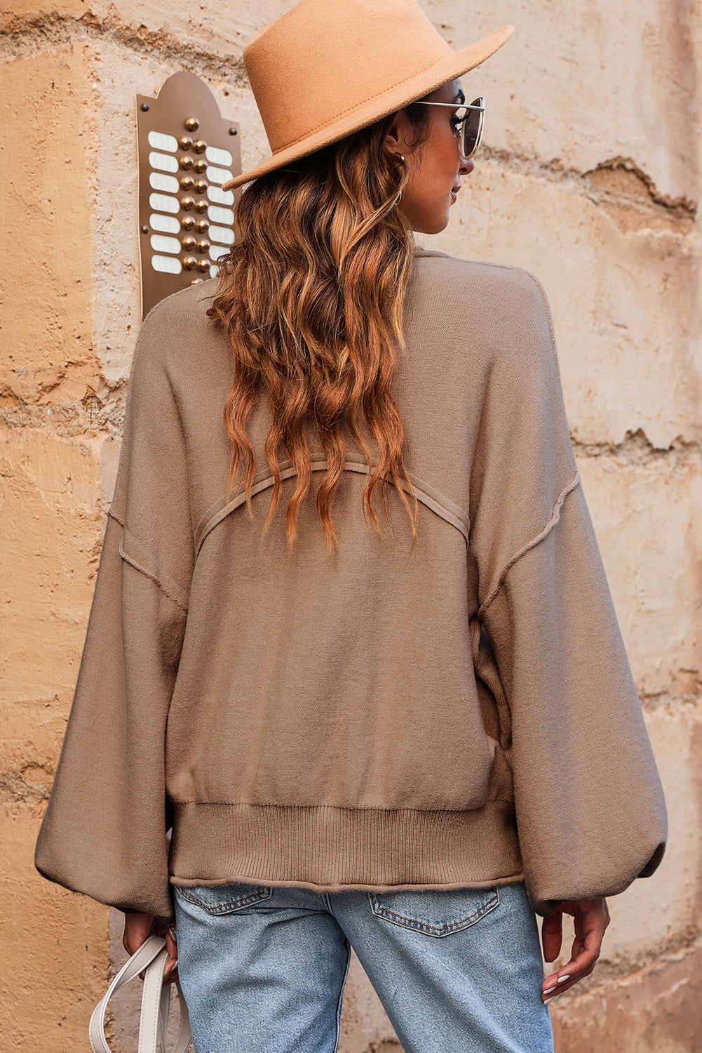 Round Neck Dropped Shoulder Sweater - The Goddess Galleries