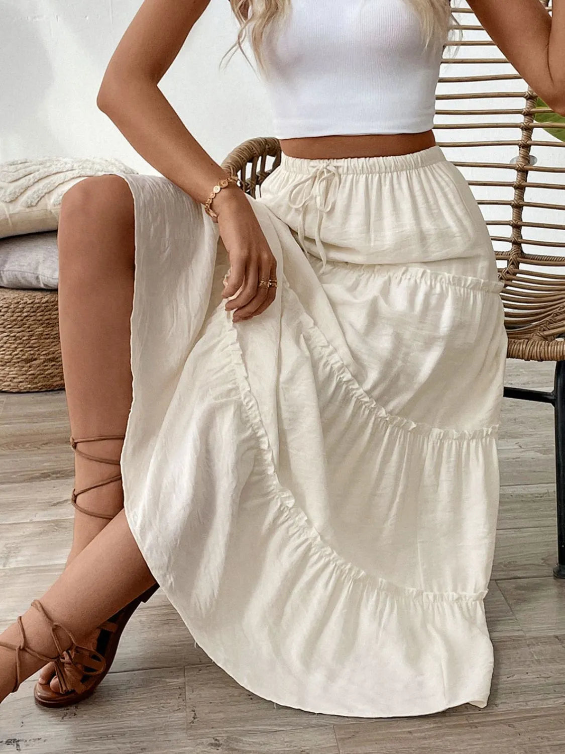 Drawstring Frill Tiered Skirt - The Goddess Galleries