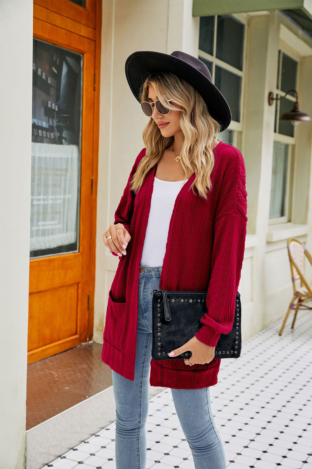 Long Sleeve Pocketed Cardigan - The Goddess Galleries