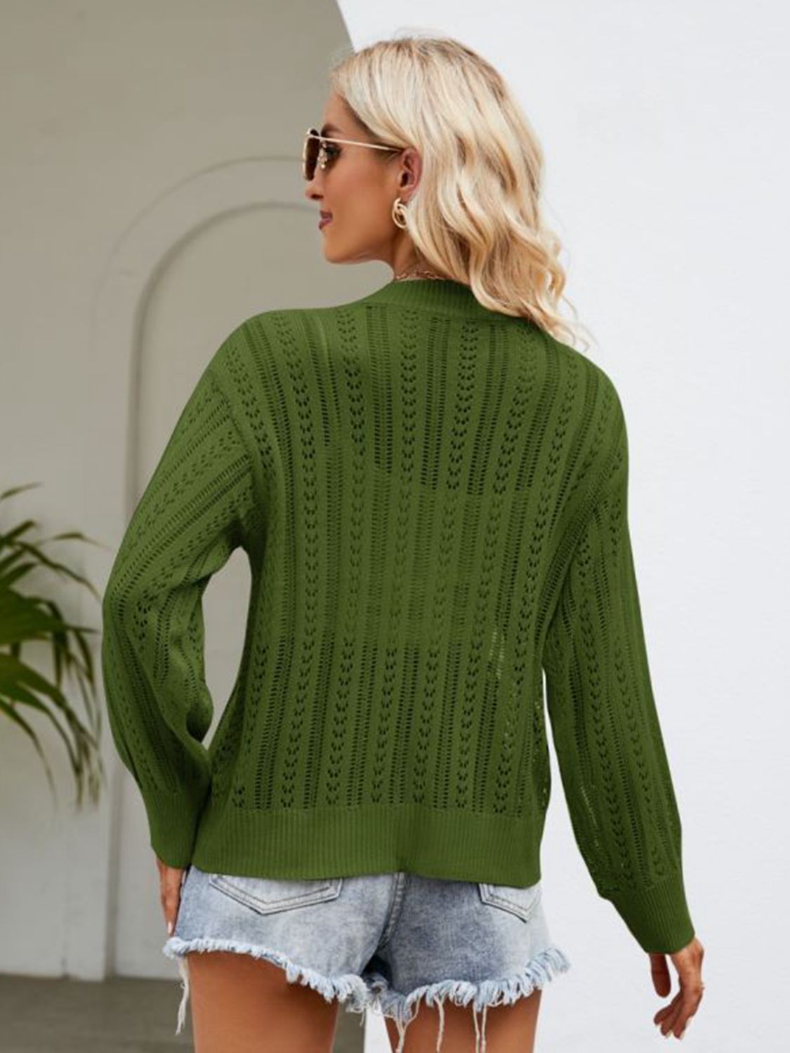 Button Down Ribbed Trim Cardigan - The Goddess Galleries