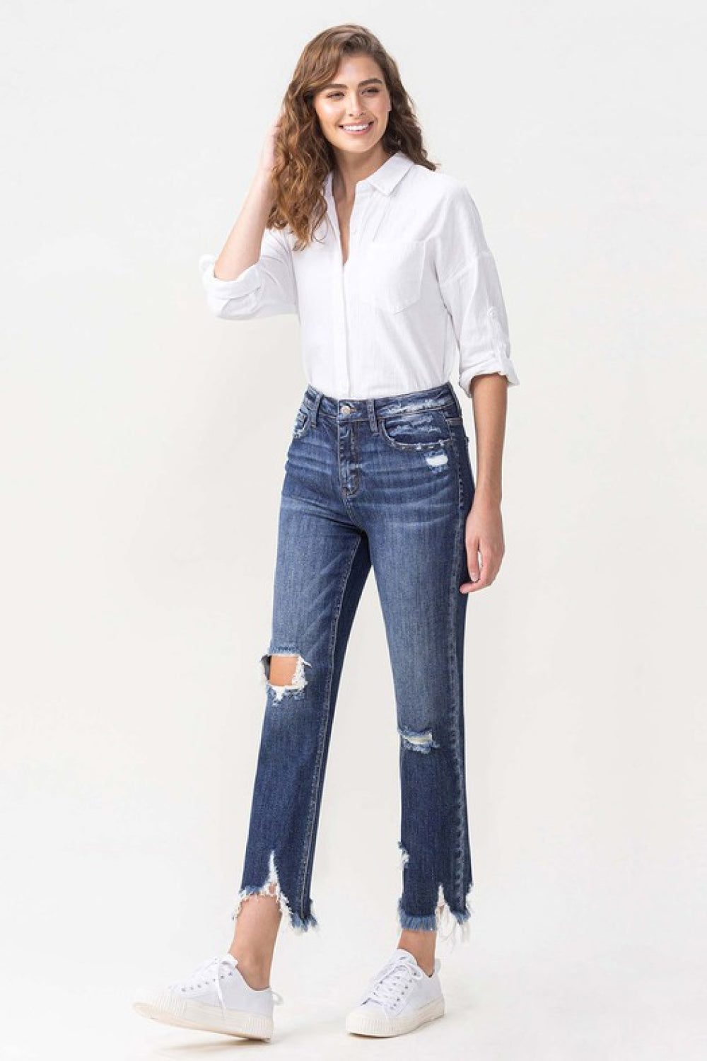 Lovervet Jackie Full Size High Rise Crop Straight Leg Jeans - The Goddess Galleries