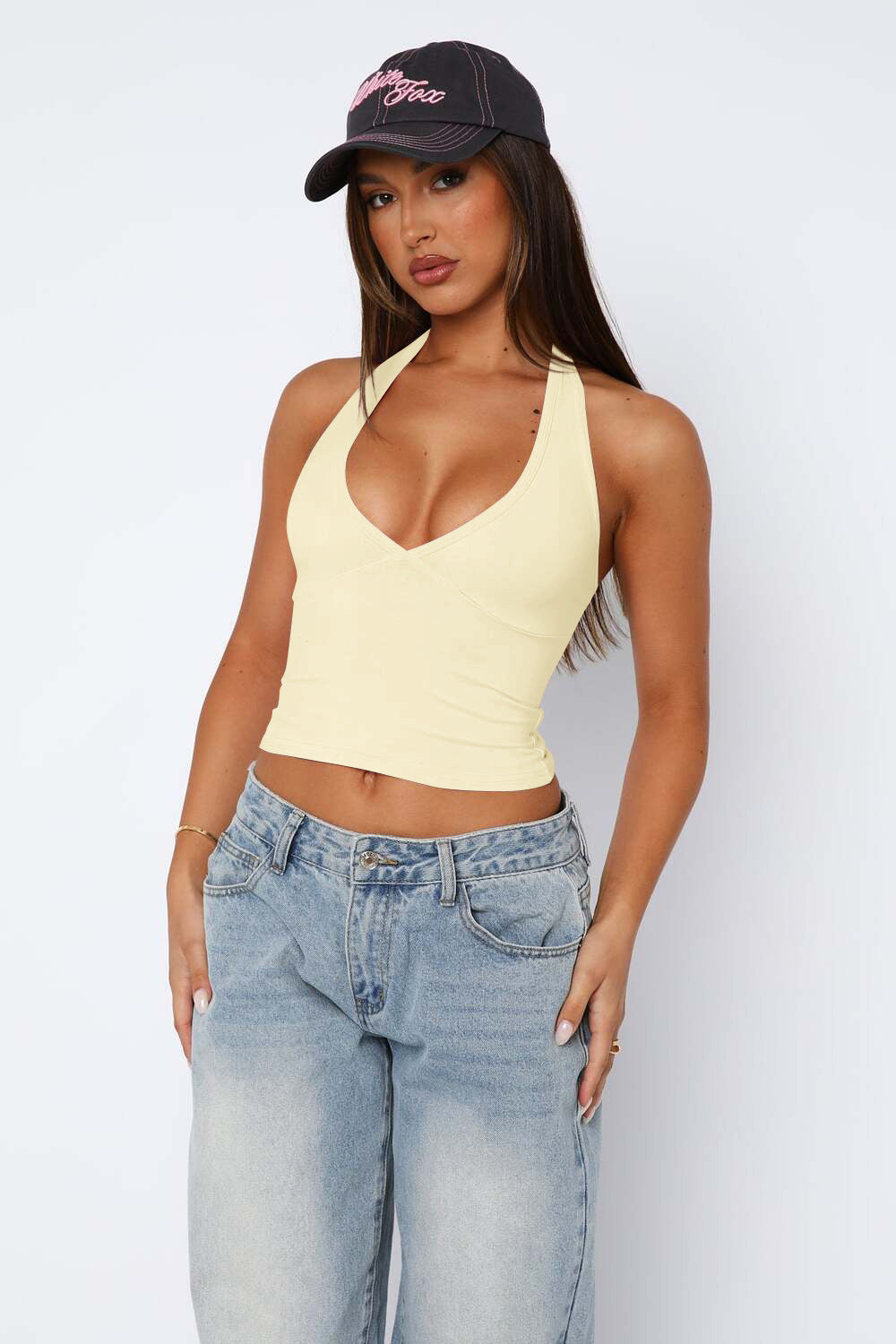 Lovelet Halter Neck Cropped Slim Cami - The Goddess Galleries
