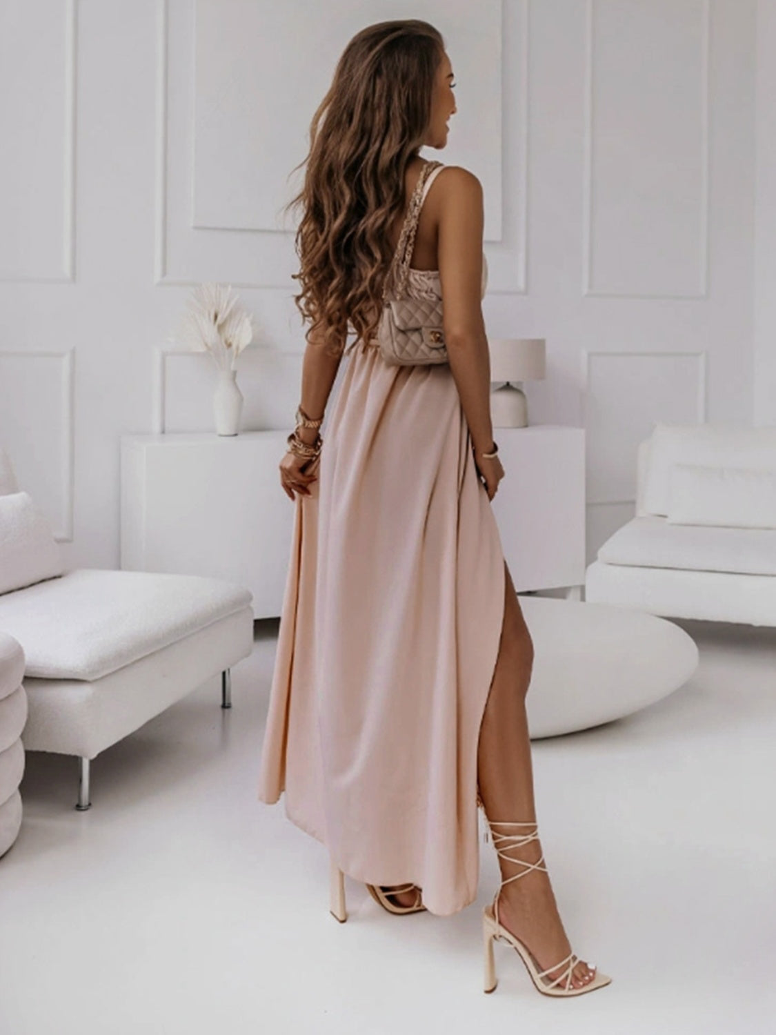 Honey Tied Surplice Sleeveless Midi Cami Dress - The Goddess Galleries