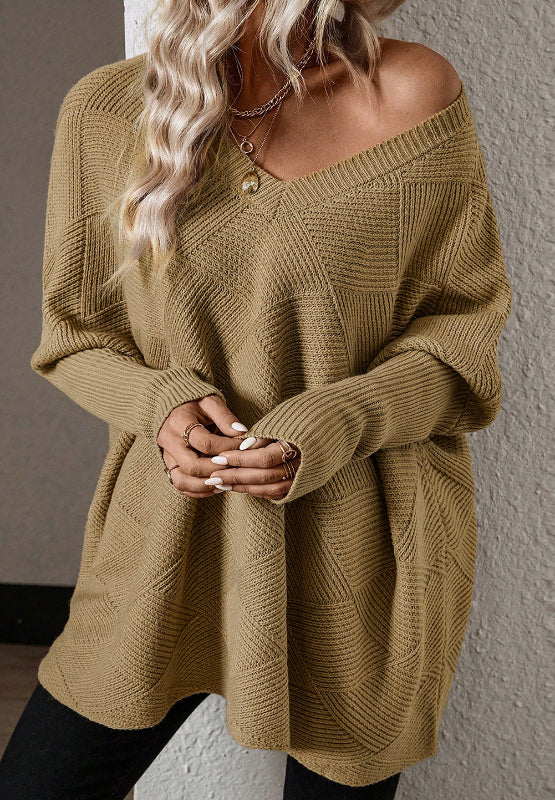 V-Neck Batwing Sleeve Sweater - The Goddess Galleries