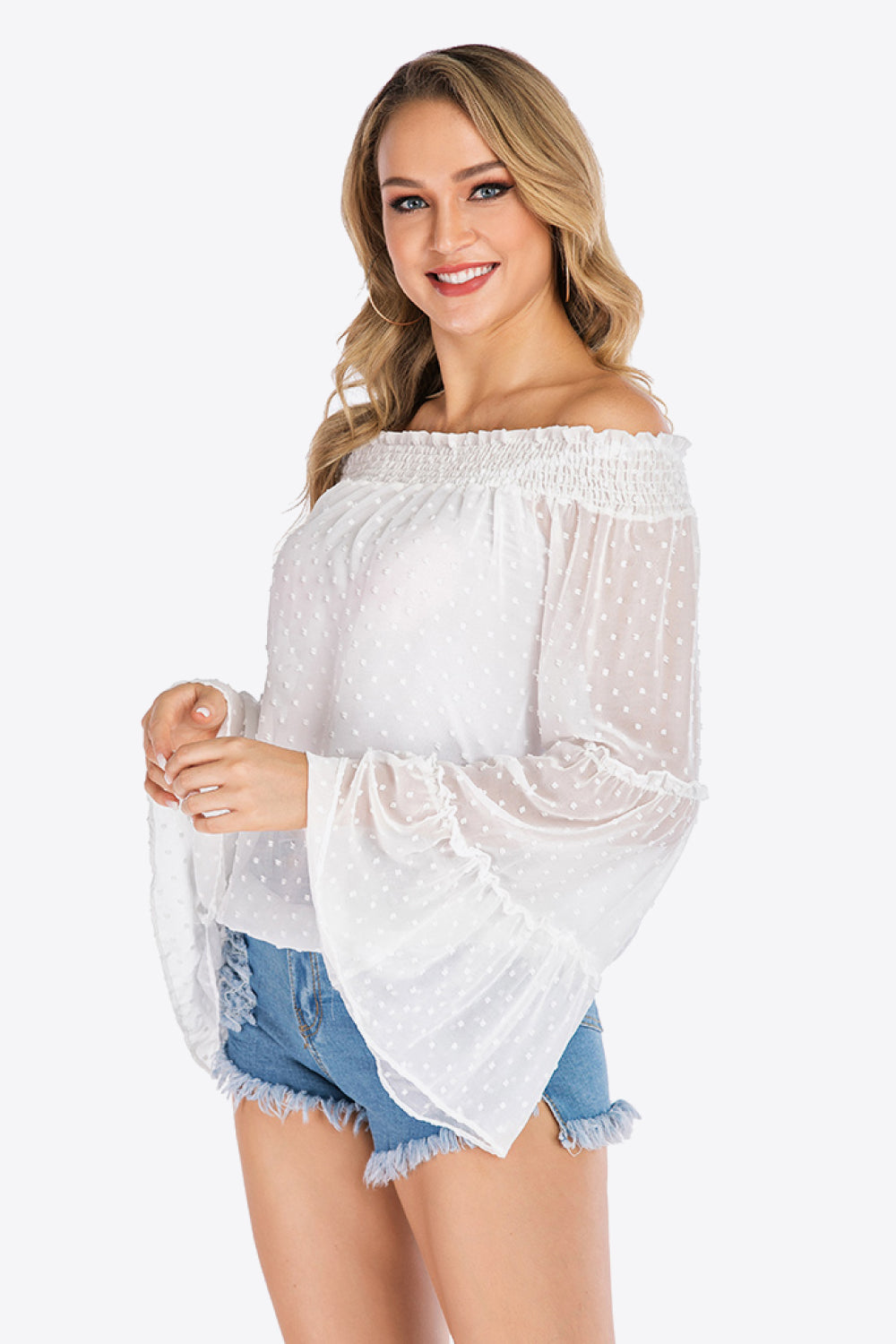 Swiss Dot Off-Shoulder Blouse - The Goddess Galleries
