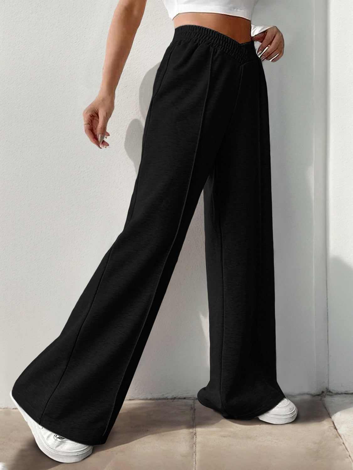 Elastic Waist Wide Leg Pants - The Goddess Galleries