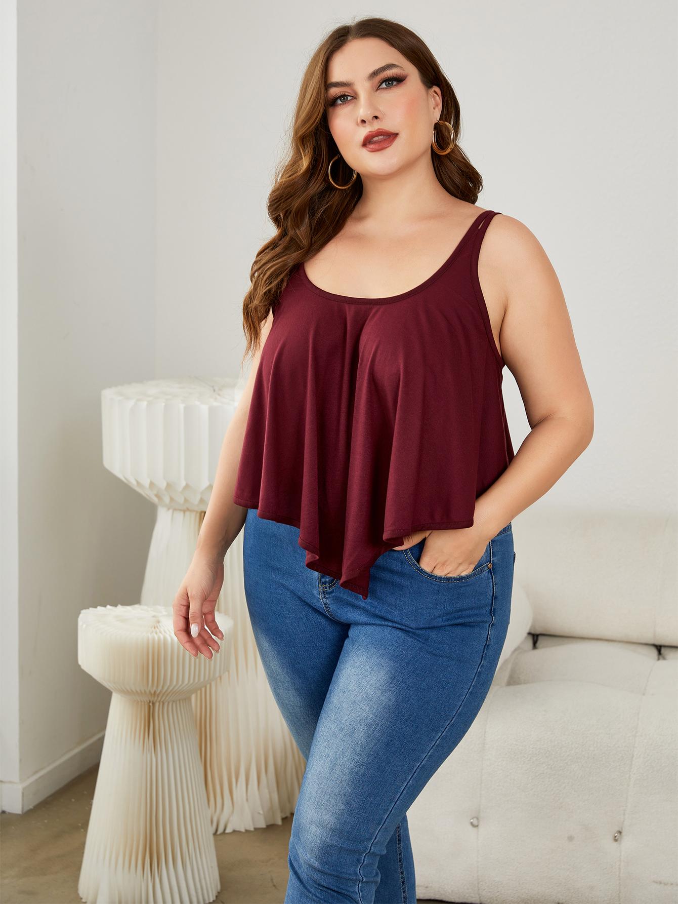 Plus Size Double-Strap Scoop Neck Cami - The Goddess Galleries