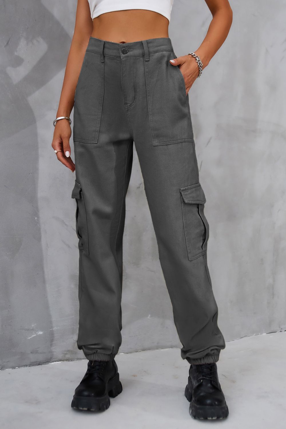 Buttoned High Waist Jeans with Pockets - The Goddess Galleries