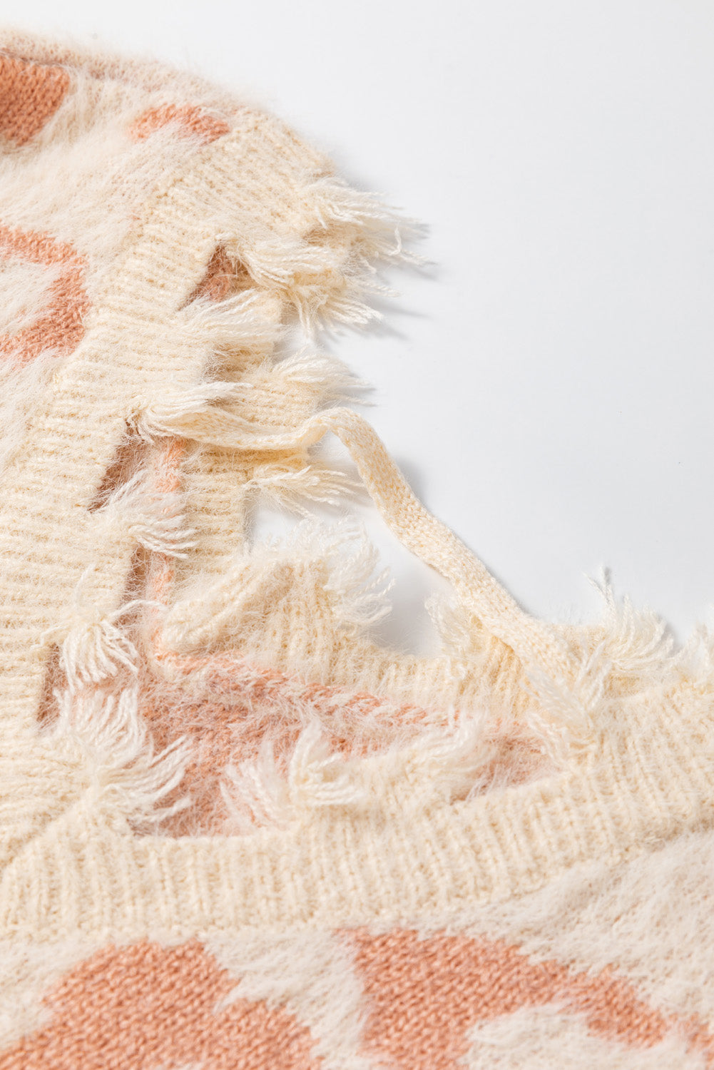 Distressed Trim Leopard V-Neck Sweater - The Goddess Galleries