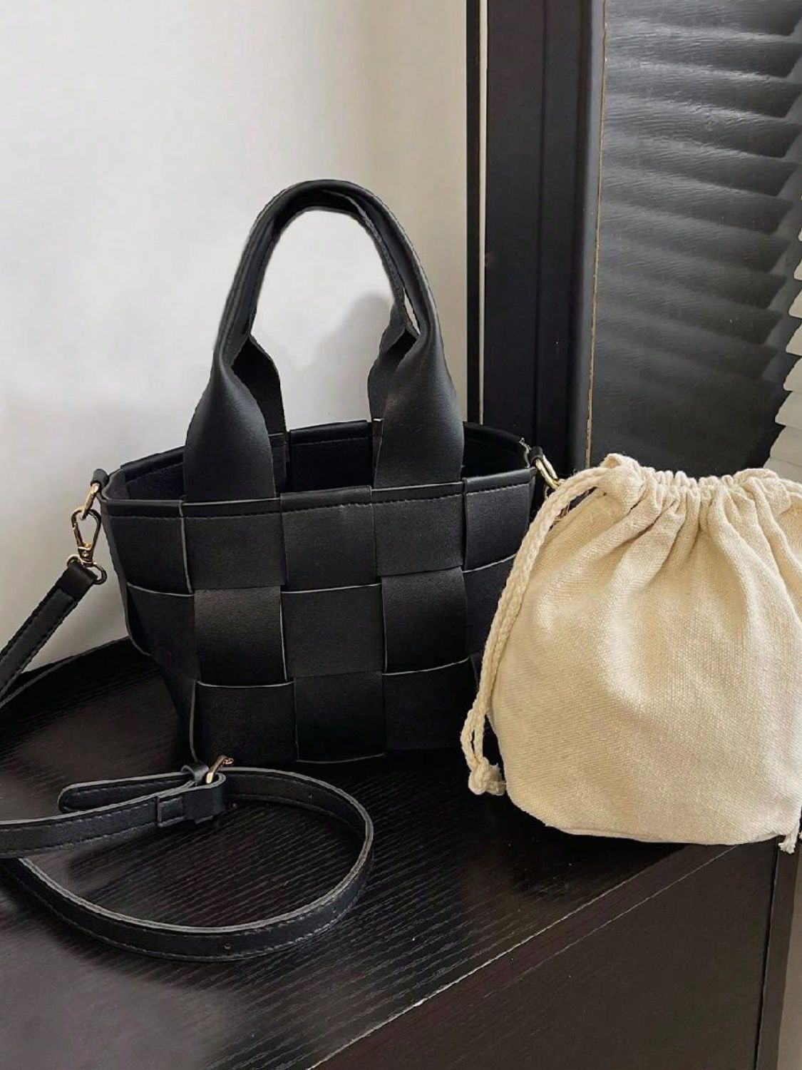 PU Leather Braided Bucket Bag - The Goddess Galleries