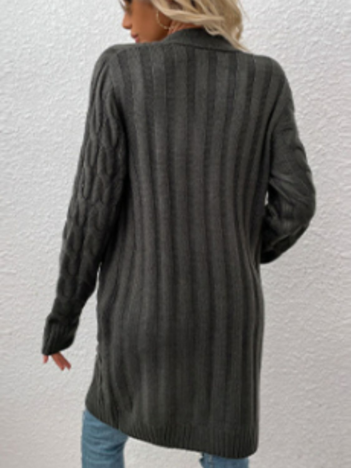 Cable-Knit Button Down Cardigan with Pockets - The Goddess Galleries