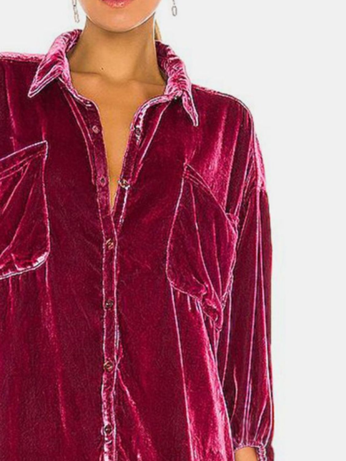 Collared Neck Button Down Long Sleeve Shirt - The Goddess Galleries