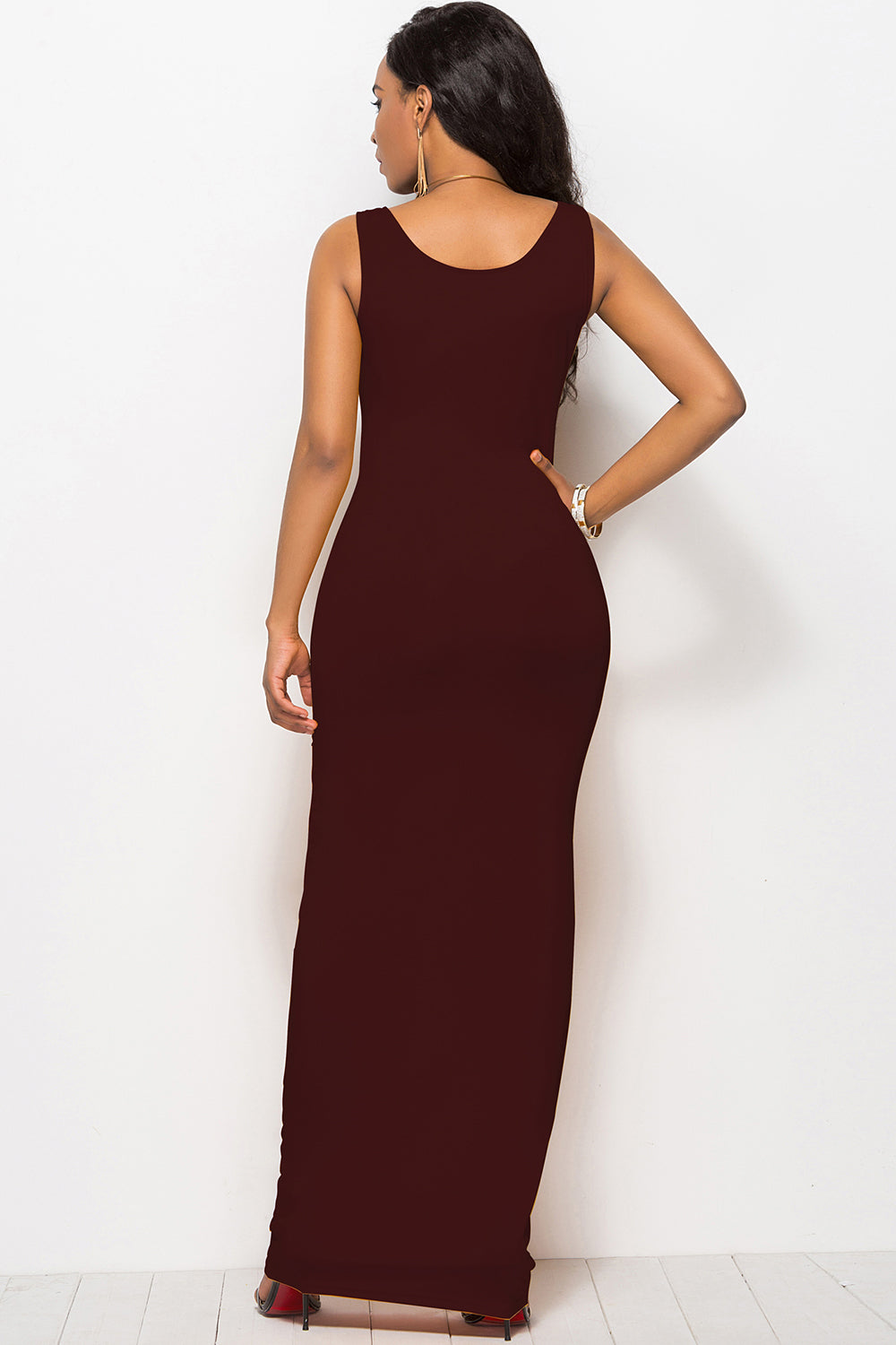 Scoop Neck Wide Strap Maxi Dress - The Goddess Galleries