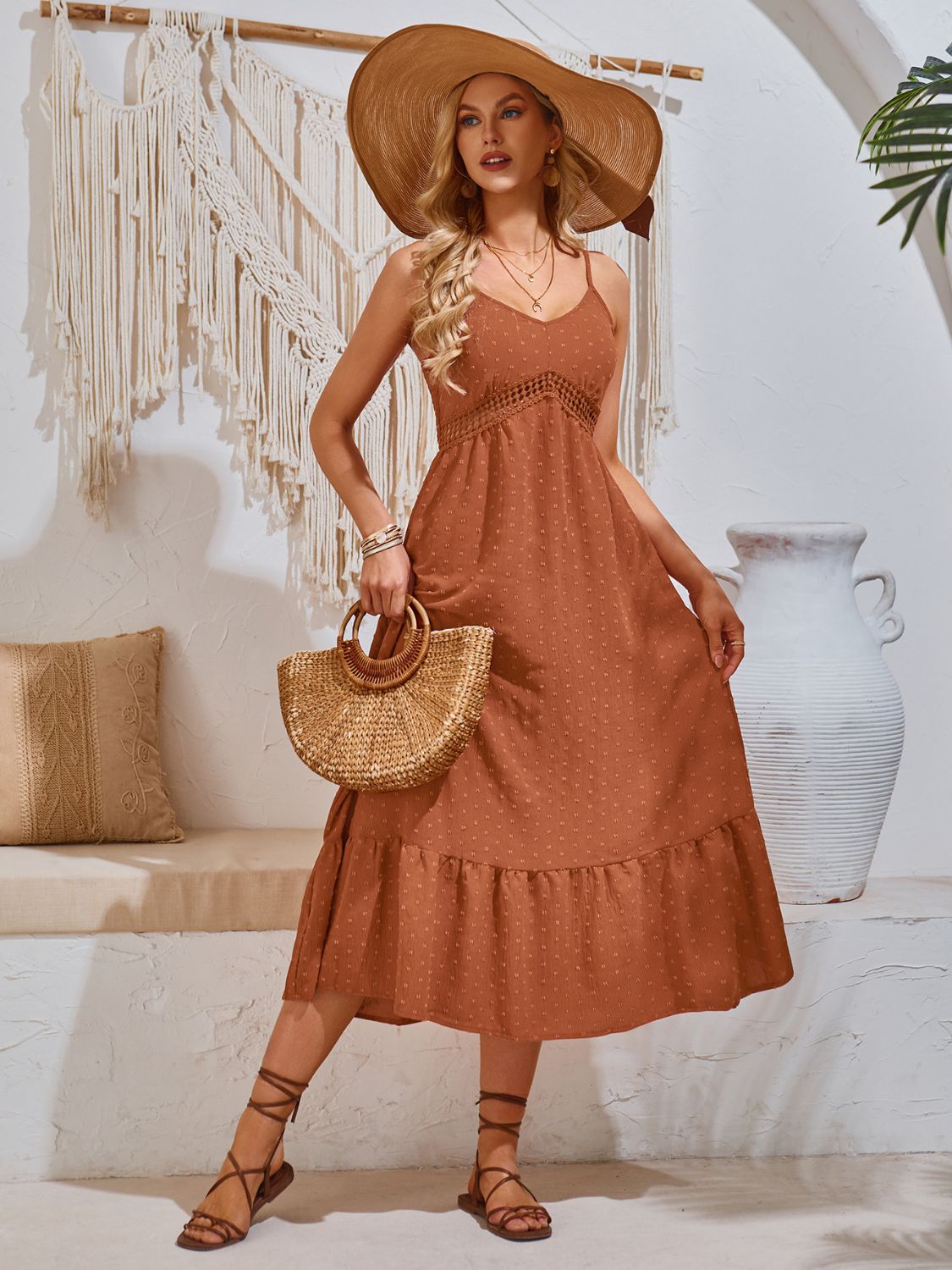 Swiss Dot V-Neck Cami Dress - The Goddess Galleries