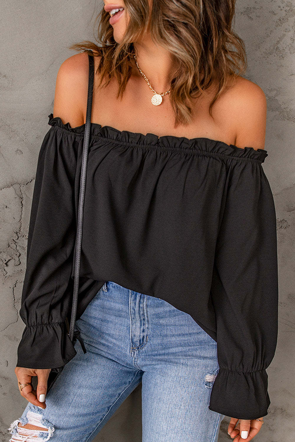 Off-Shoulder Flounce Sleeve Blouse - The Goddess Galleries