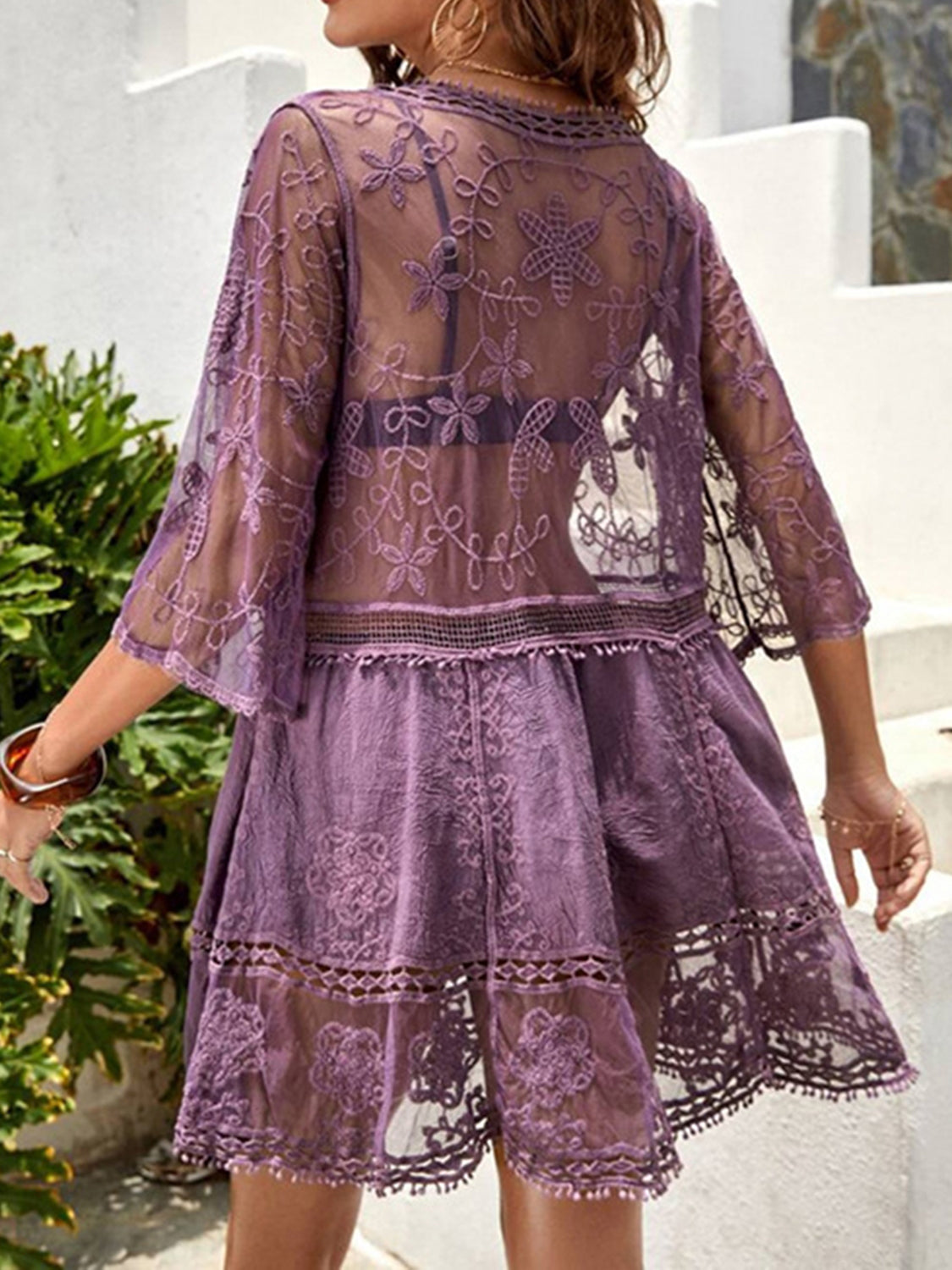 Lace Detail Plunge Cover-Up Dress - The Goddess Galleries