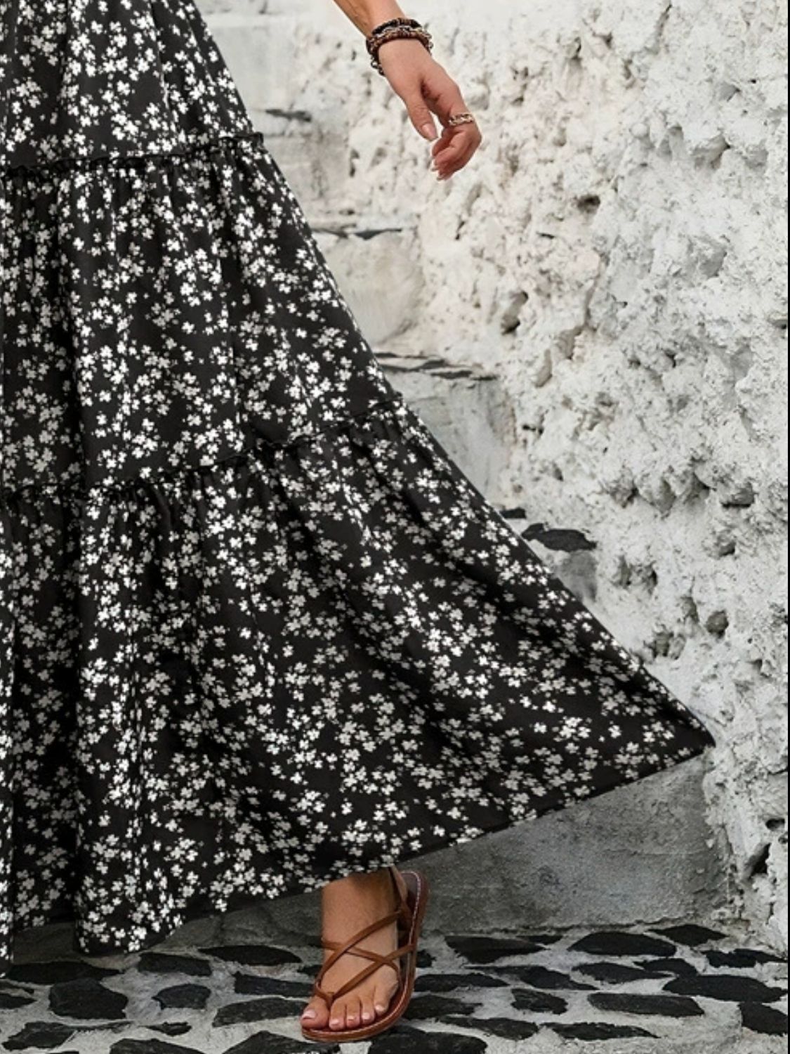 Tiered Floral Maxi Skirt - The Goddess Galleries