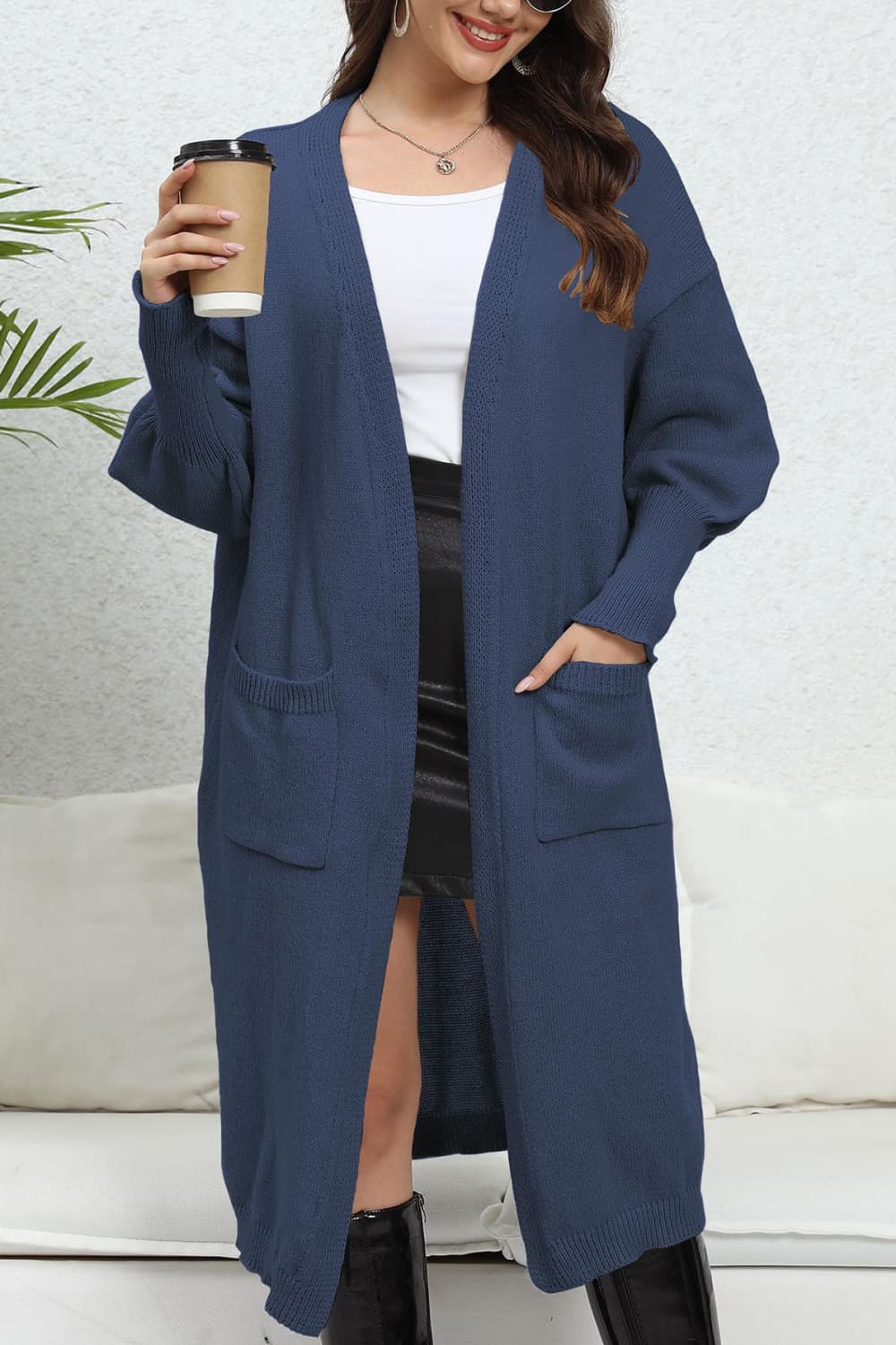 Open Front Dropped Shoulder Cardigan - The Goddess Galleries
