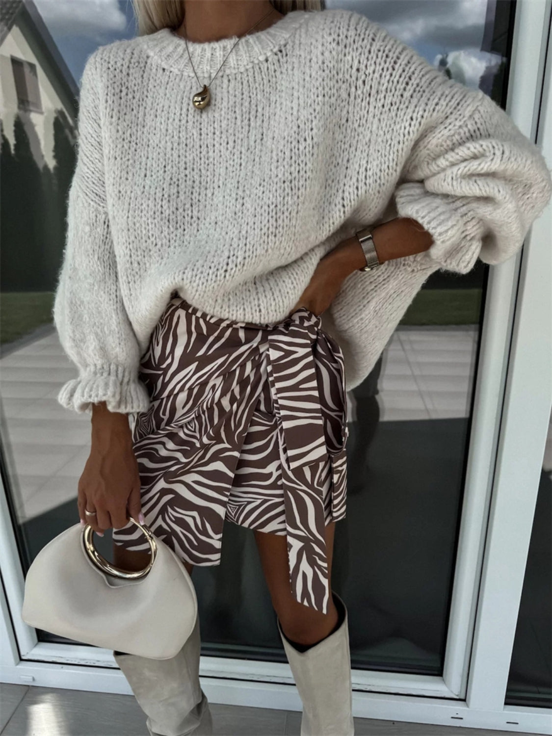 Round Neck Long Sleeve Sweater - The Goddess Galleries