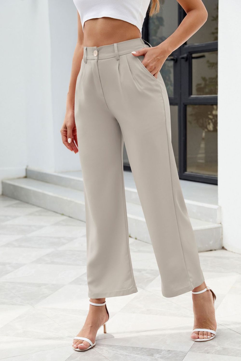 Pocketed High Waist Pants - The Goddess Galleries