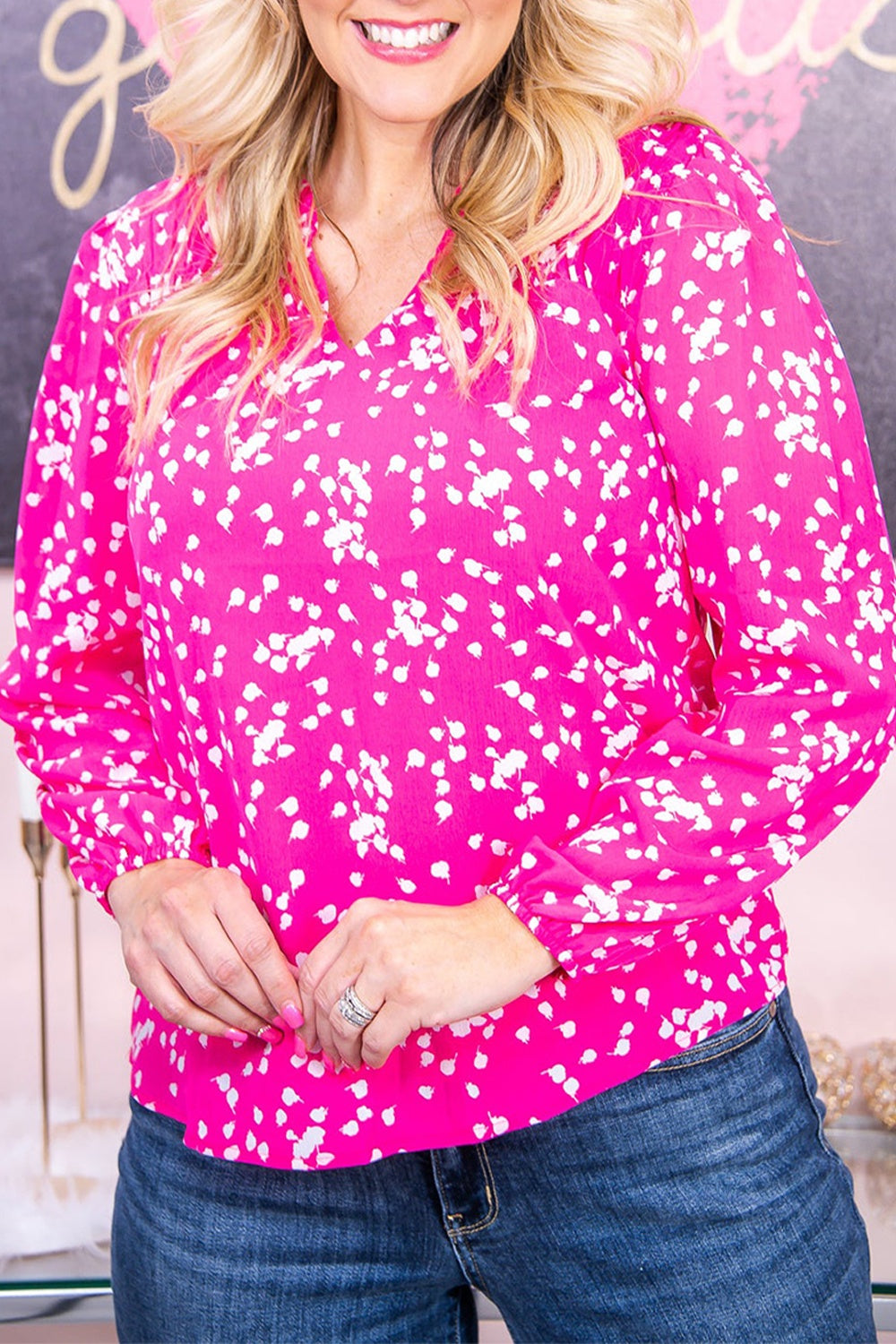 Plus Size Notched Neck Smocked Blouse - The Goddess Galleries