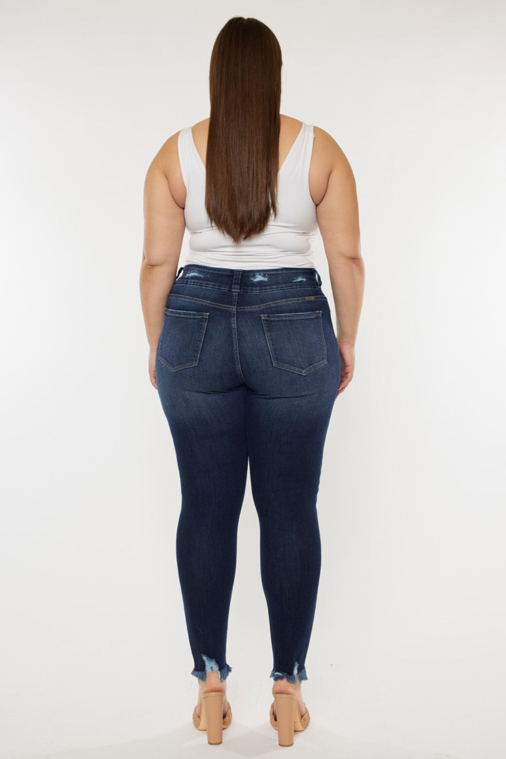 Kancan Full Size Cat's Whiskers Raw Hem High Waist Jeans - The Goddess Galleries