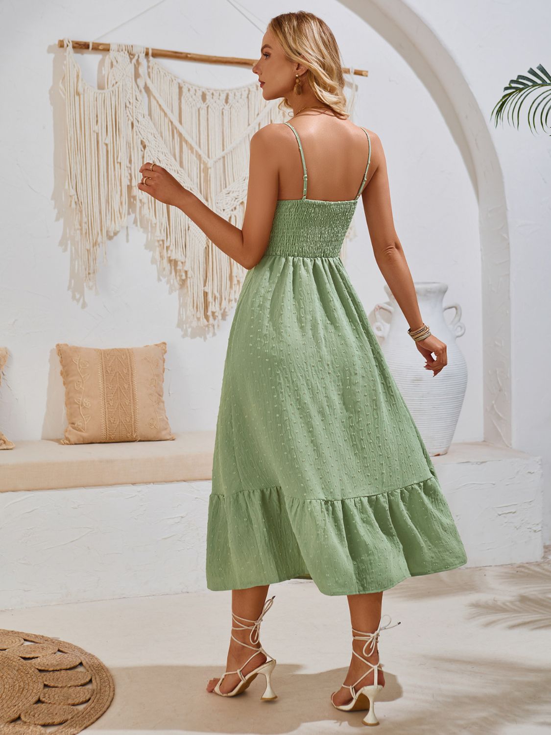Swiss Dot V-Neck Cami Dress - The Goddess Galleries