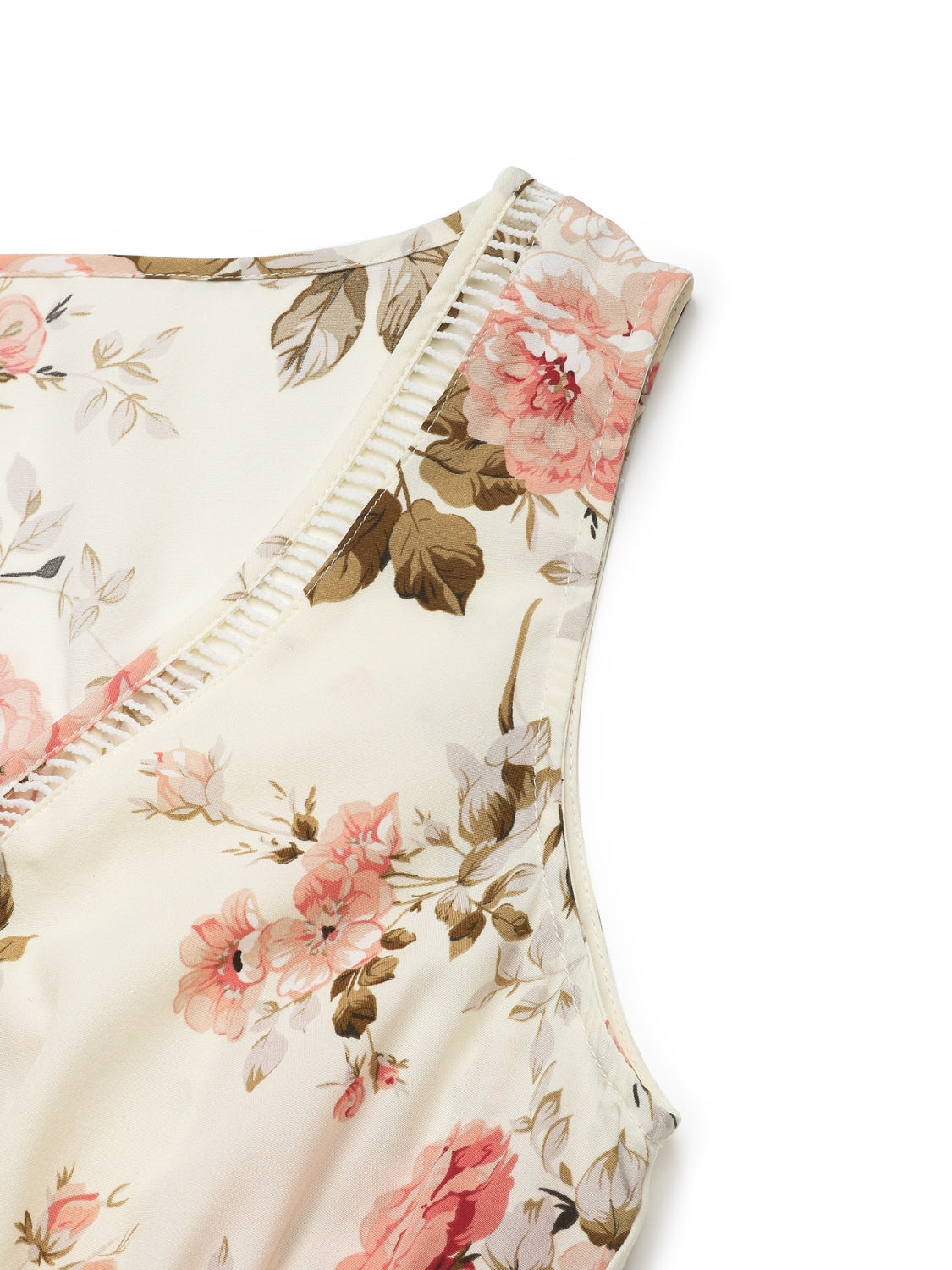 Printed Ruffled Hem V-Neck Sleeveless Dress - The Goddess Galleries