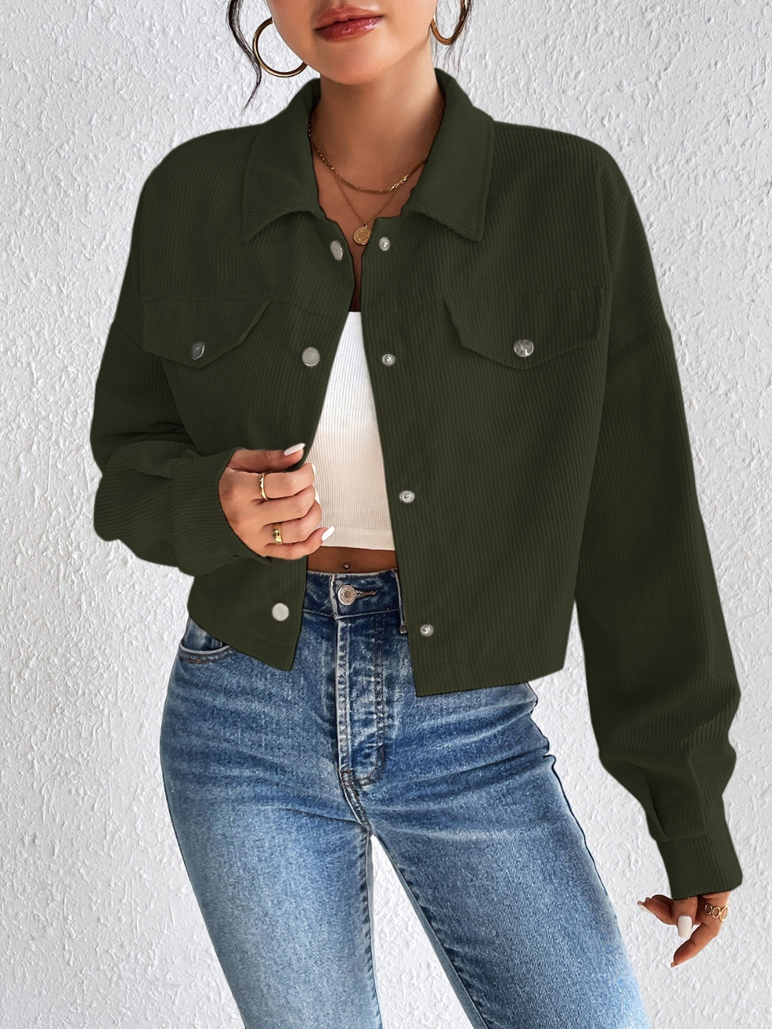 Honey Snap Down Long Sleeve Jacket - The Goddess Galleries