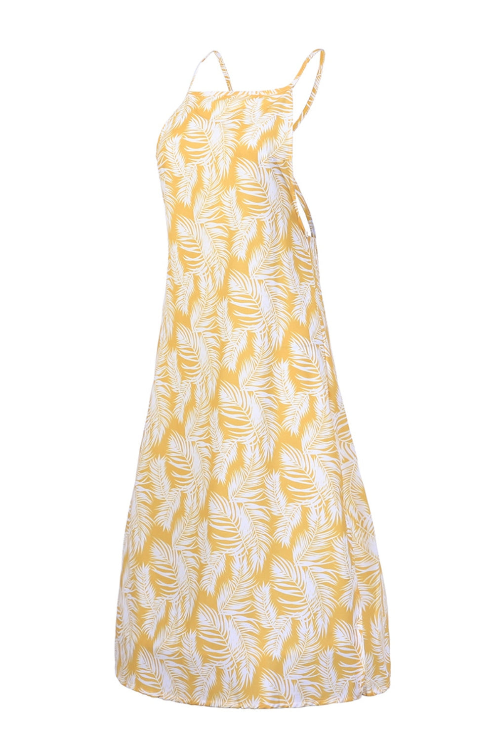 Slit Crisscross Printed Sleeveless Cami Dress - The Goddess Galleries