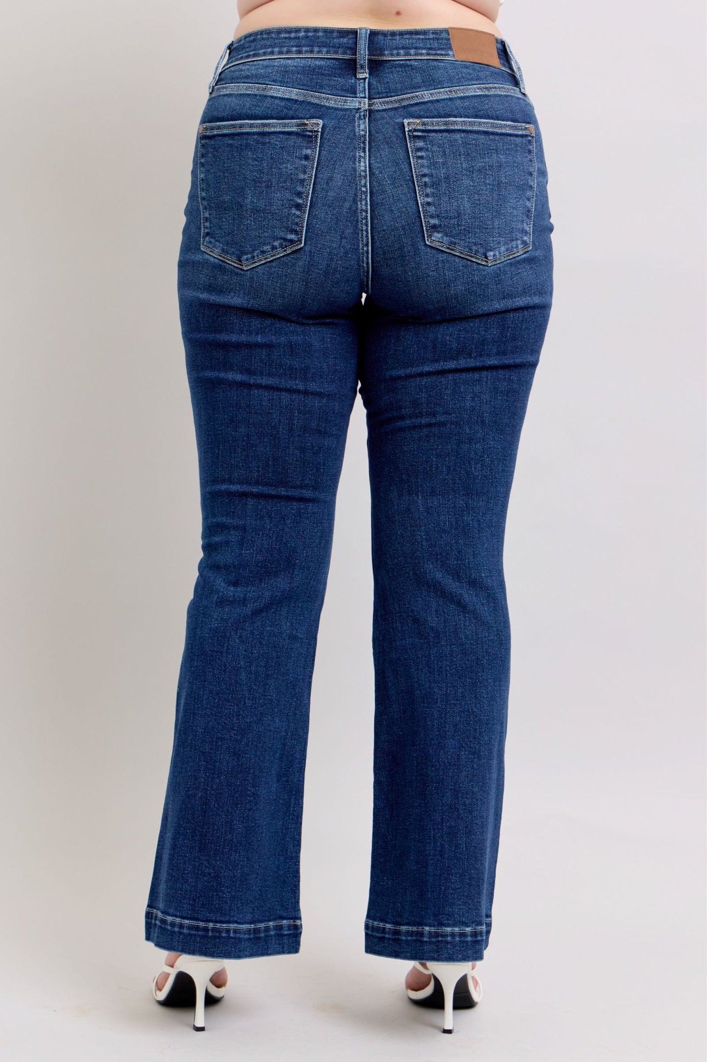 Judy Blue Full Size High Rise Flare Jeans with Pockets Plus Size - The Goddess Galleries