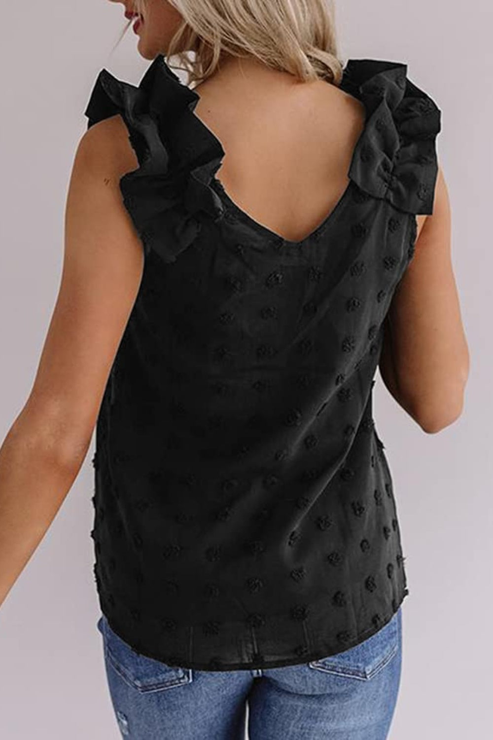 Full Size Swiss Dot V-Neck Tank - The Goddess Galleries