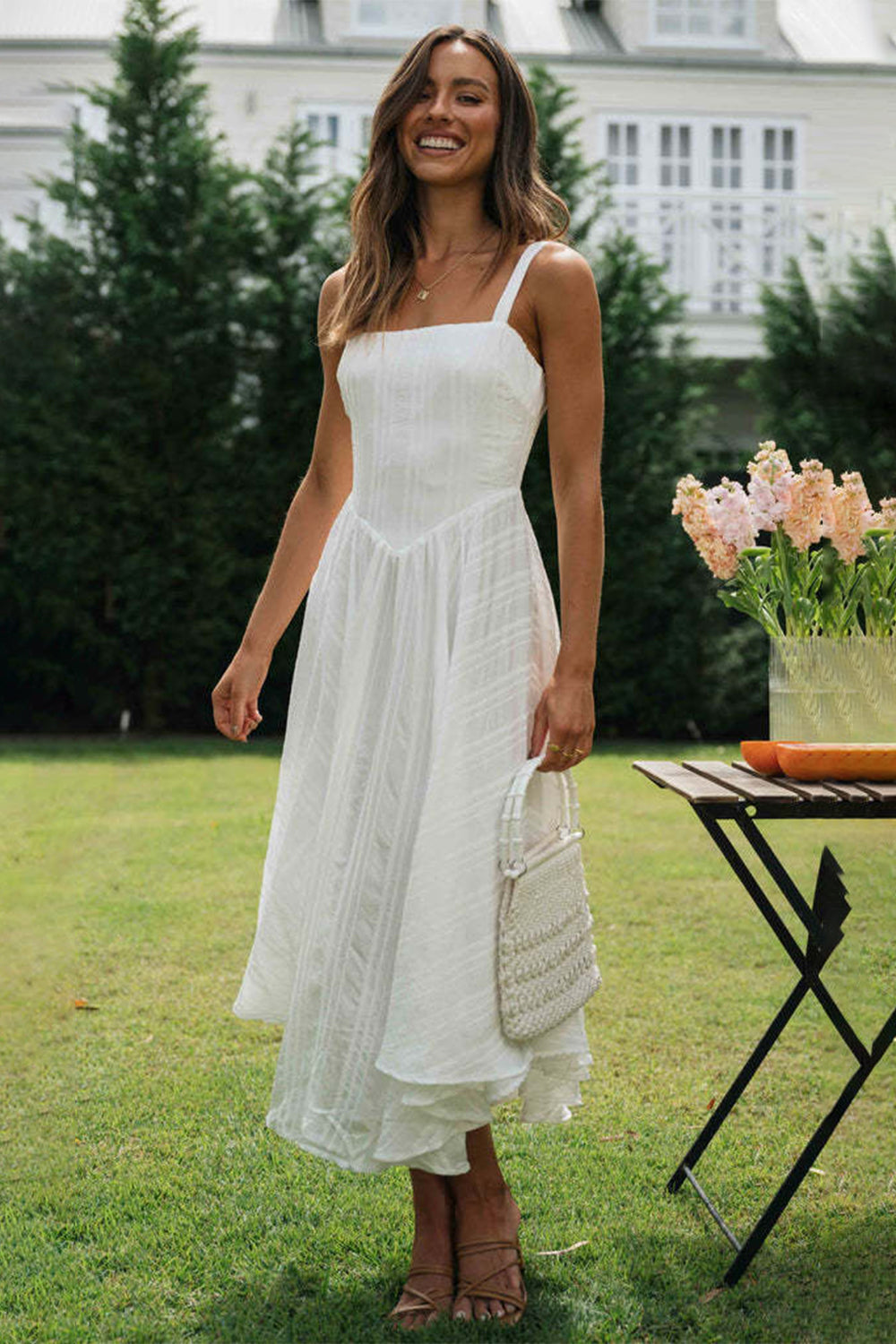 Square Neck Wide Strap Cami Dress - The Goddess Galleries