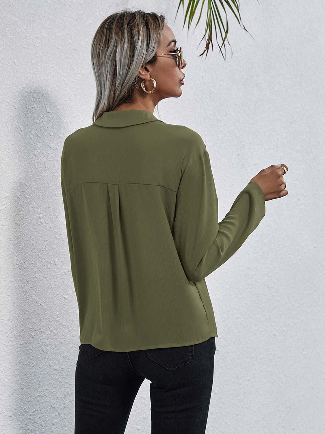 Collared Neck Button Down Shirt - The Goddess Galleries
