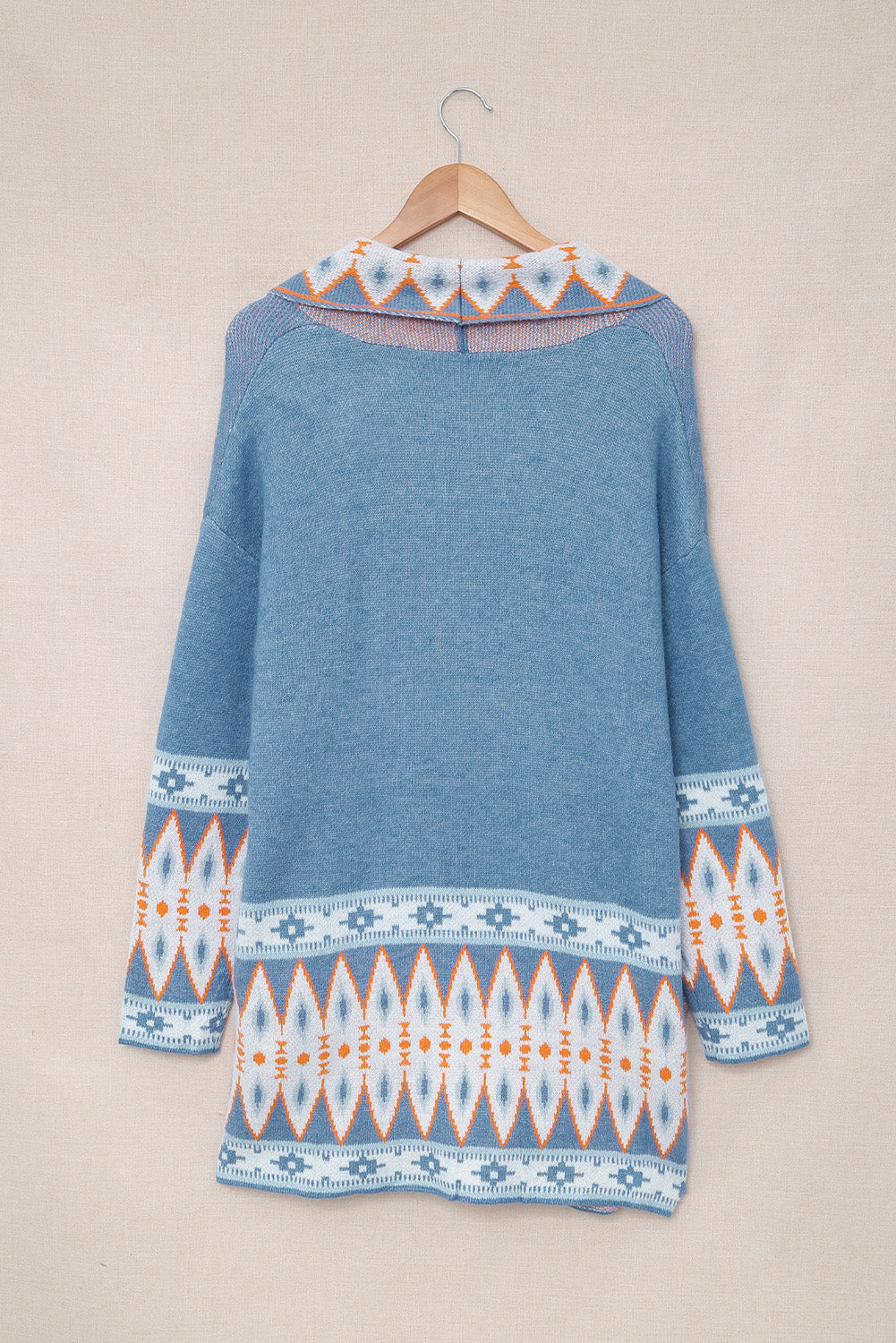 Geometric Open Front Long Sleeve Cardigan - The Goddess Galleries