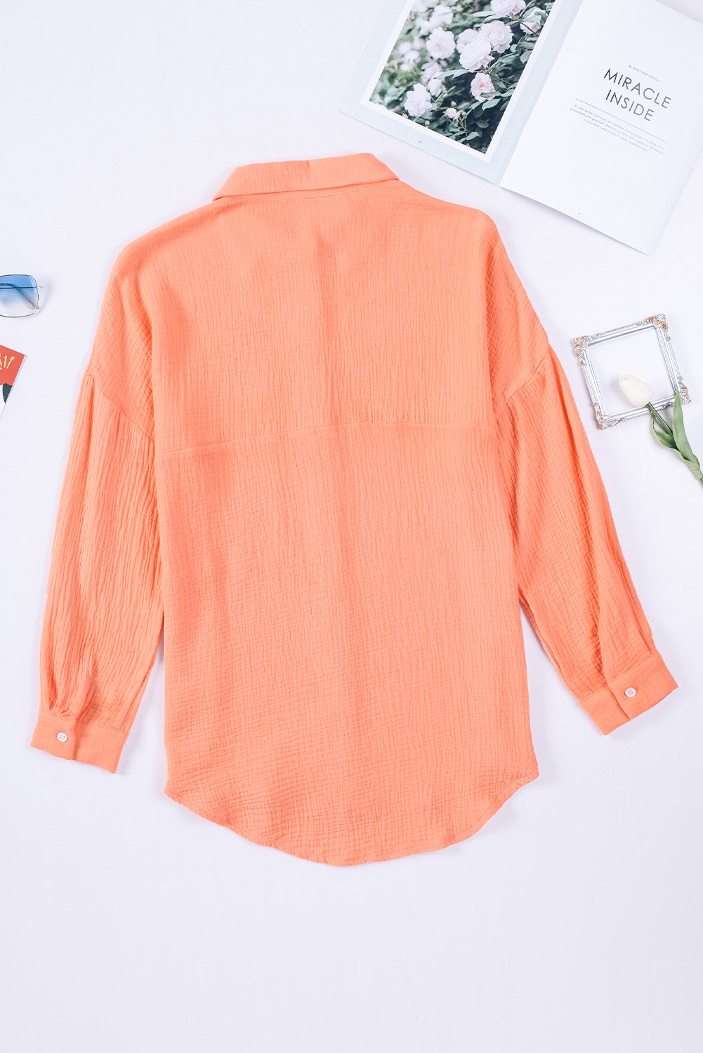 Textured Drop Shoulder Longline Shirt - The Goddess Galleries
