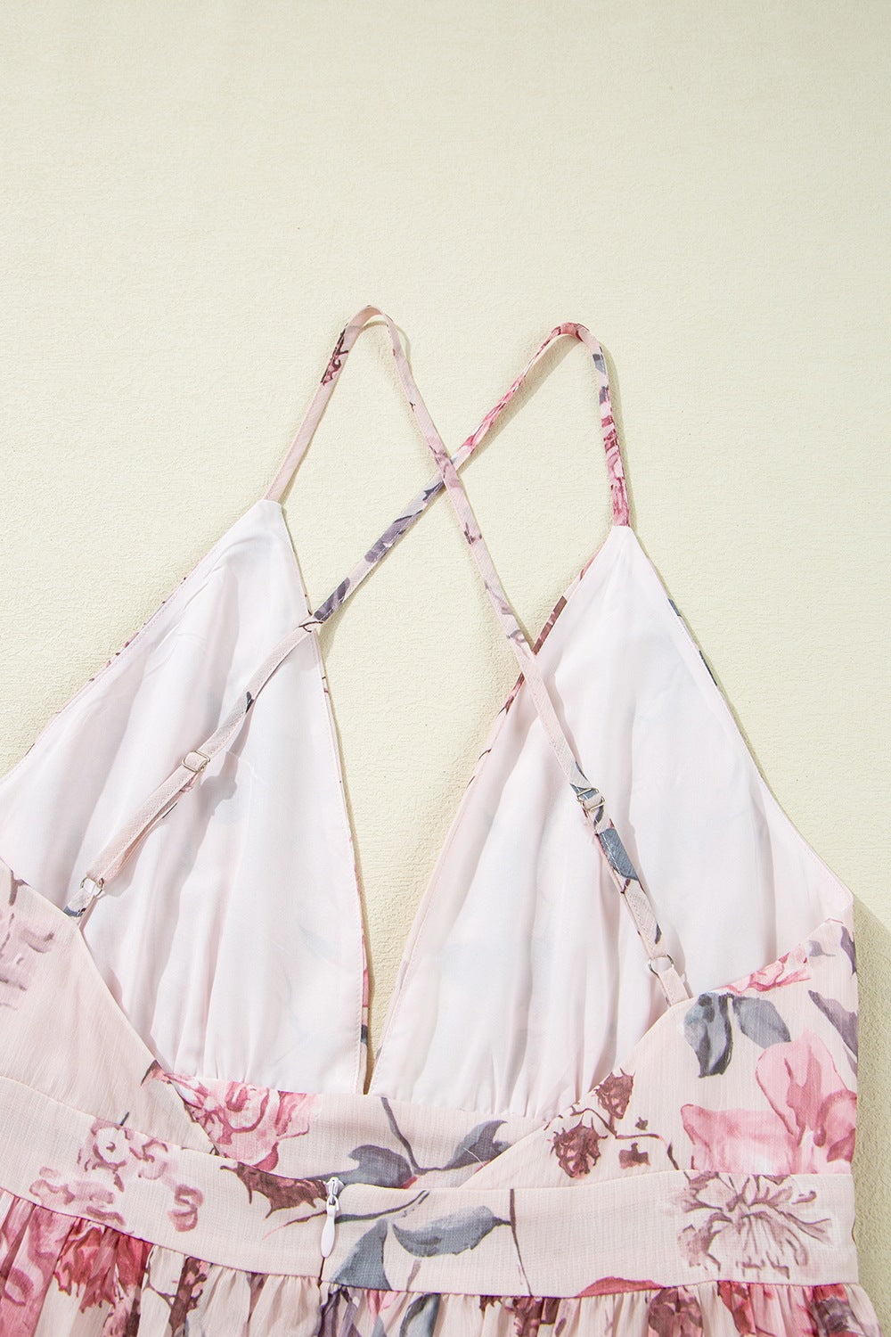 Floral Pleated Deep V Backless Maxi Dress - The Goddess Galleries