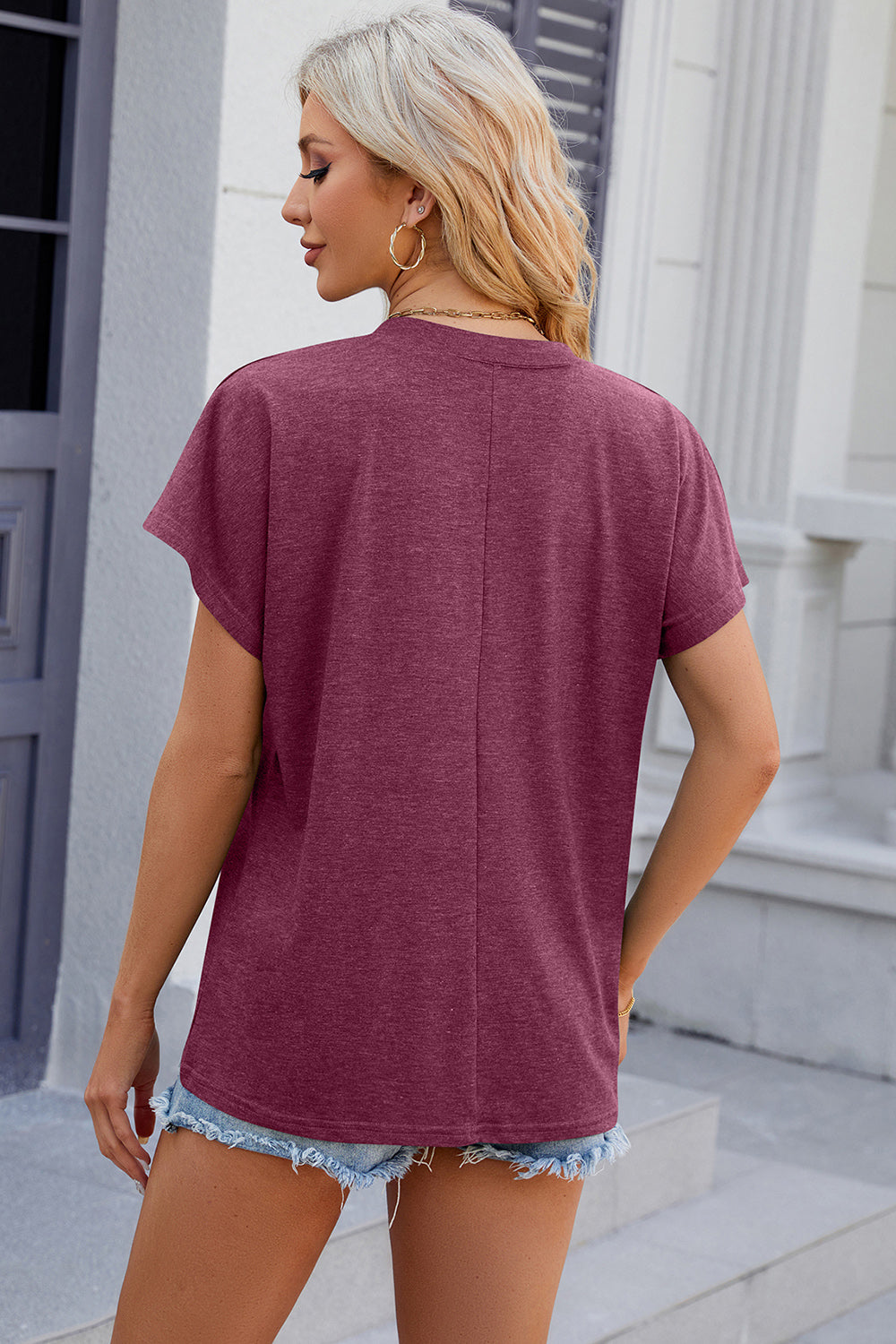 V-Neck Short Sleeve T-Shirt - The Goddess Galleries