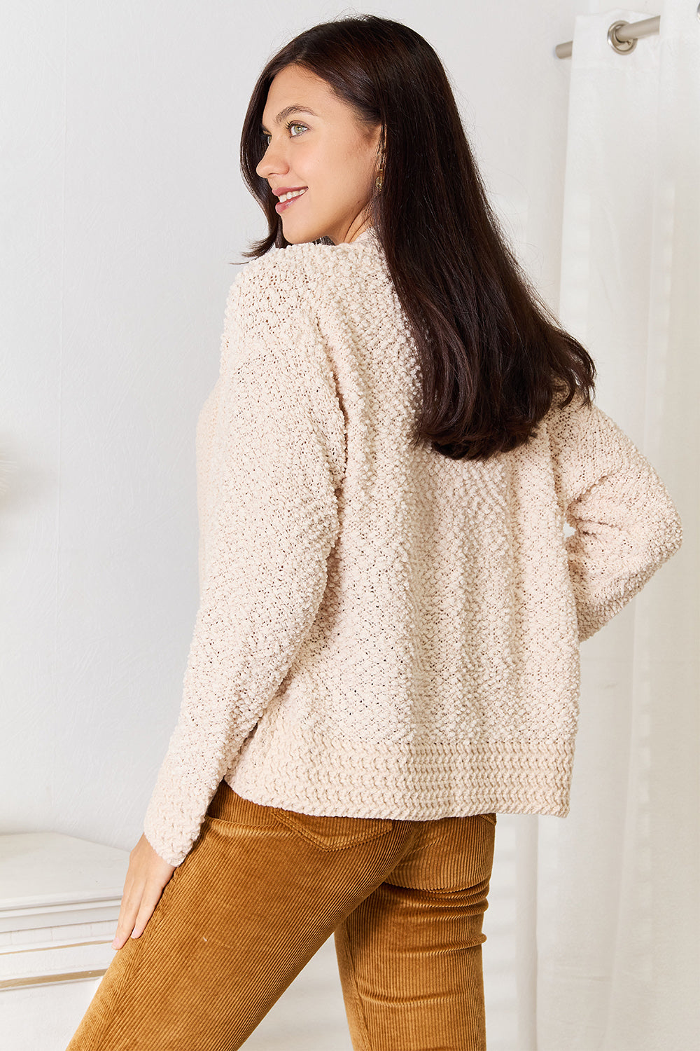 Double Take Open Front Long Sleeve Cardigan - The Goddess Galleries