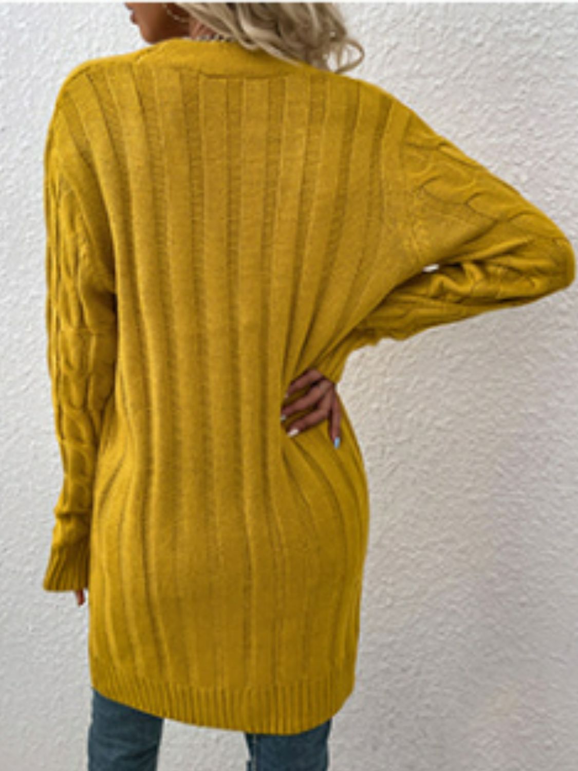 Cable-Knit Button Down Cardigan with Pockets - The Goddess Galleries